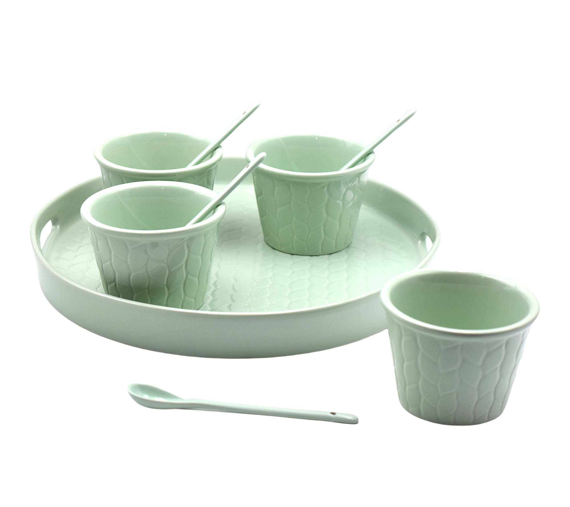 Temp-tations Carved Willow Round Stoneware Serving Set