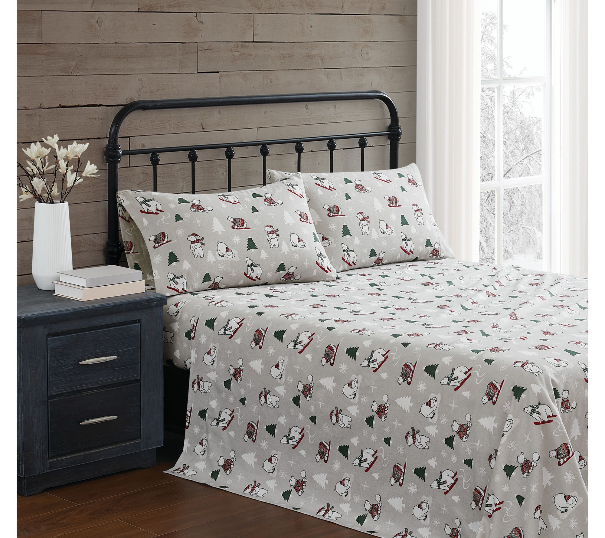 Truly Soft Polar Bears Full Flannel Sheet Set