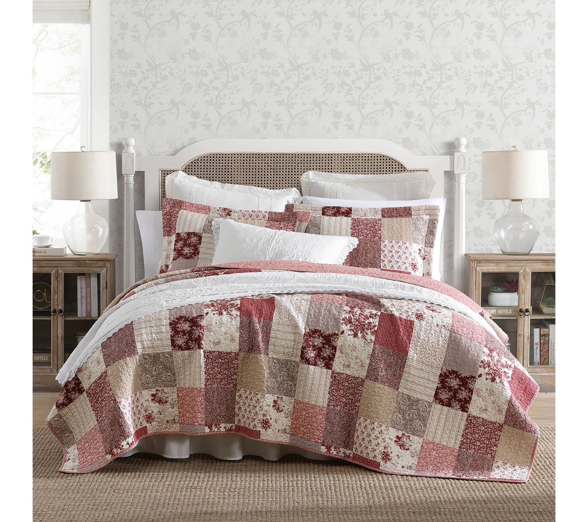 Laura Ashley Celina Patchwork King Quilt Sham Set