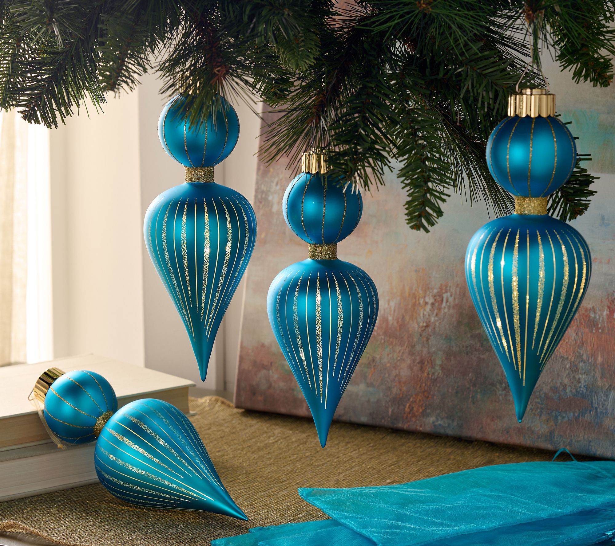 ShWk 8/11 Set of (4) 9.5" Starry Night Ornaments by Valerie
