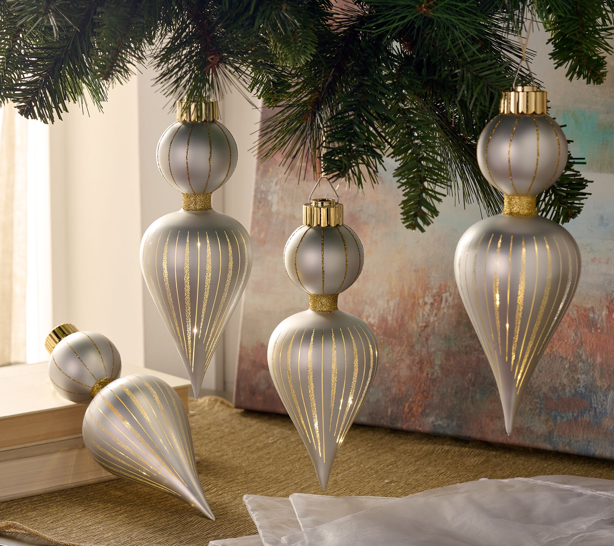 ShWk 8/11 Set of (4) 9.5" Starry Night Ornaments by Valerie