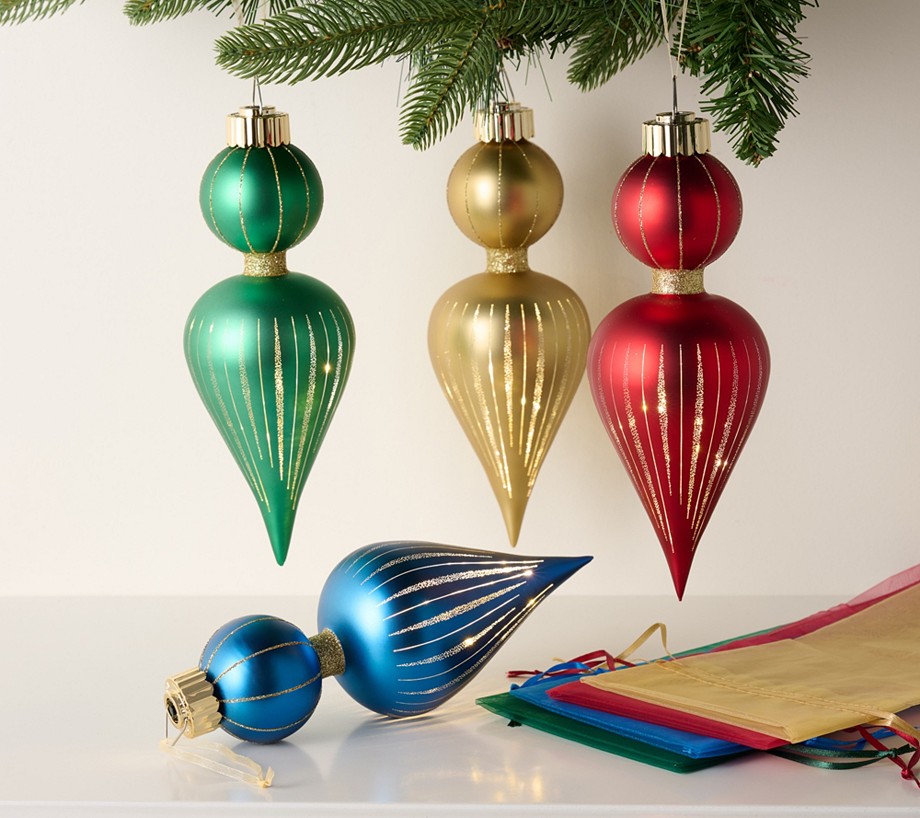 Set of (4) 9.5" Starry Night Ornaments w/ Sheer Bags by Valerie
