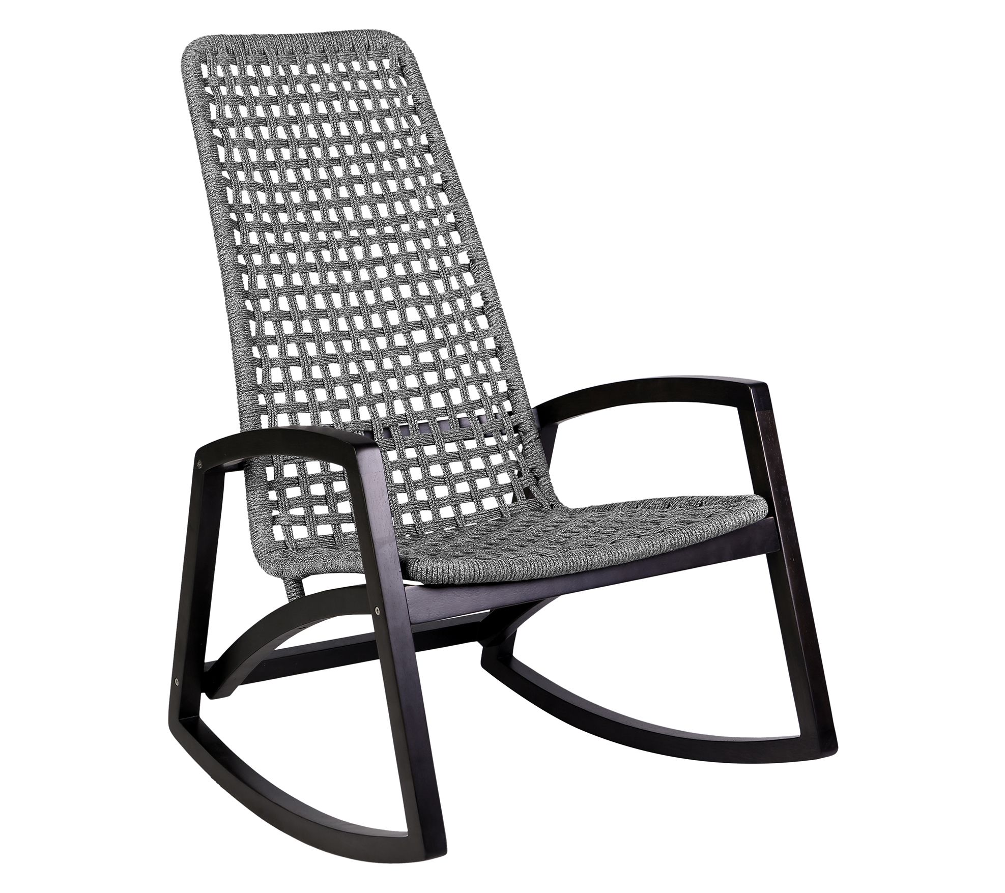 Armen Living Griffin Outdoor Rocking Chair in Wood and Rope