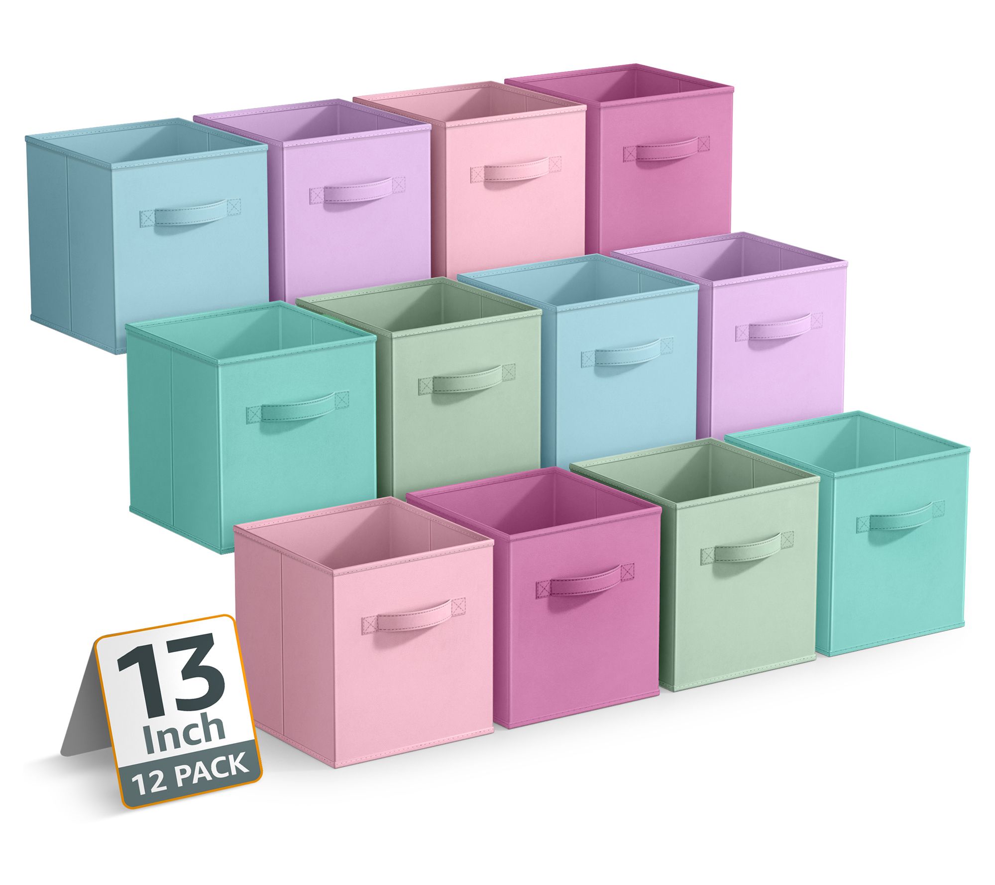Sorbus Large 13" Storage Bins with Handles, 12Pk Pastel Set 2