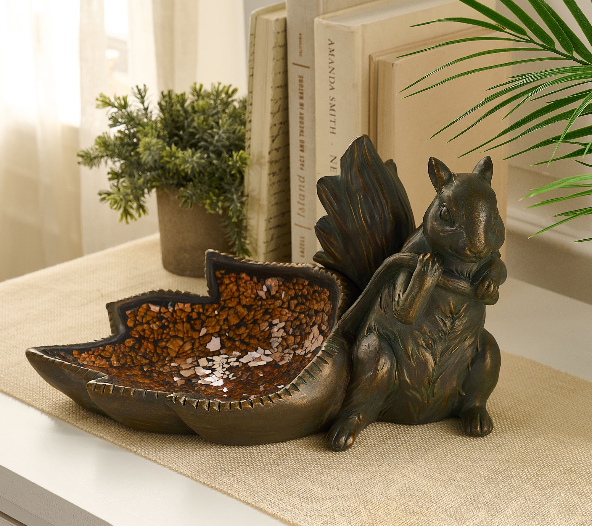 Indoor/Outdoor Squirrel Pulling Mosaic Leaf by Valerie