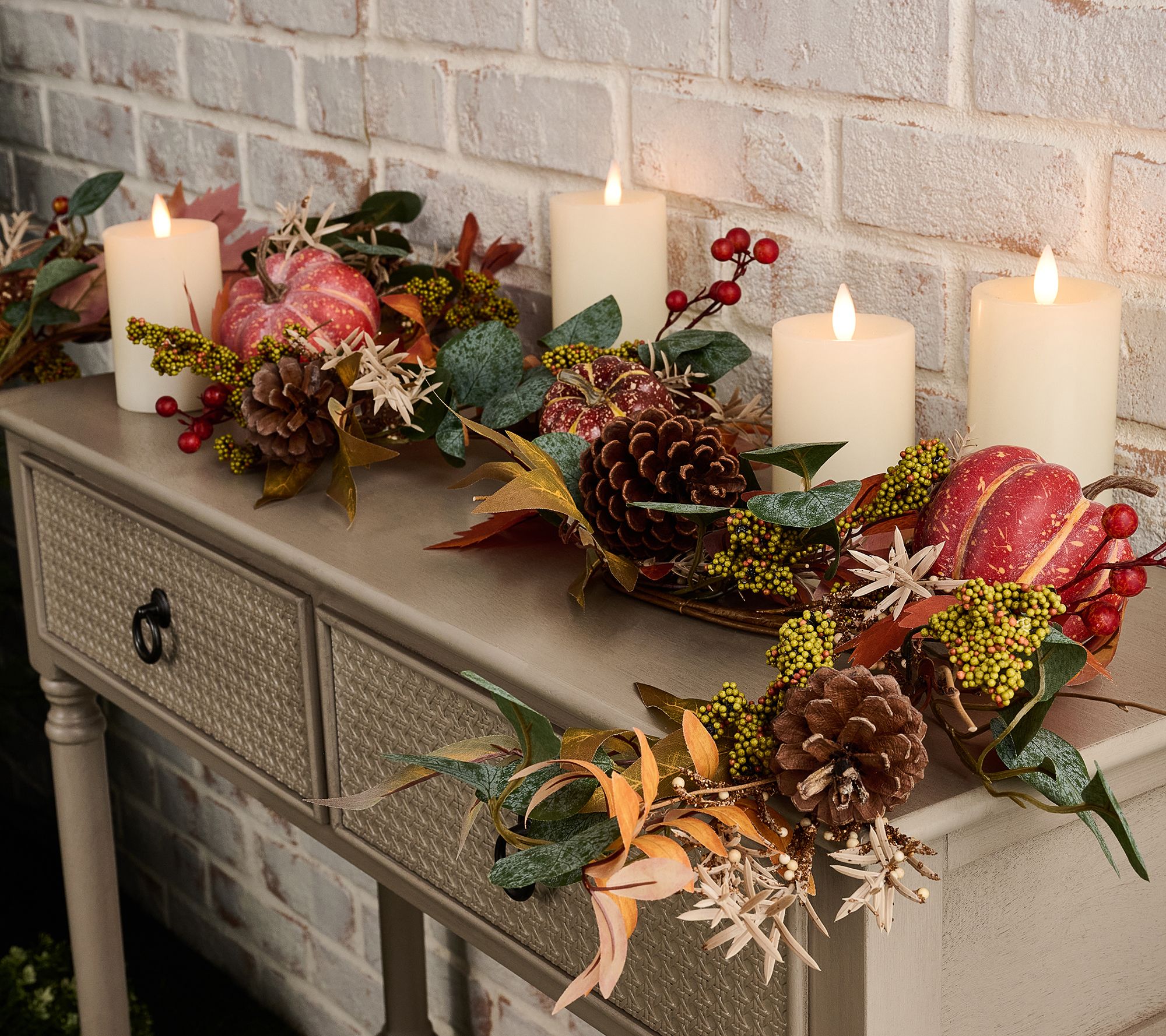 ShWk9/22 4' Pumpkin, Pinecone, and Leaf Garland by Valerie