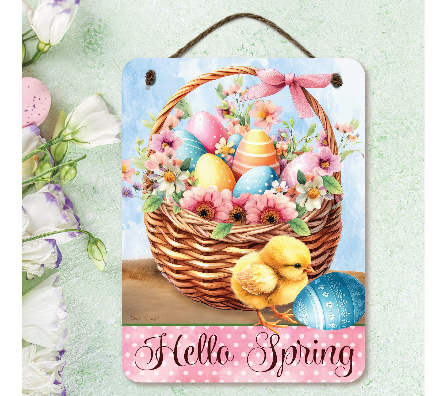 Courtside Market Happy Spring basket 12x16 Artboard with Twine