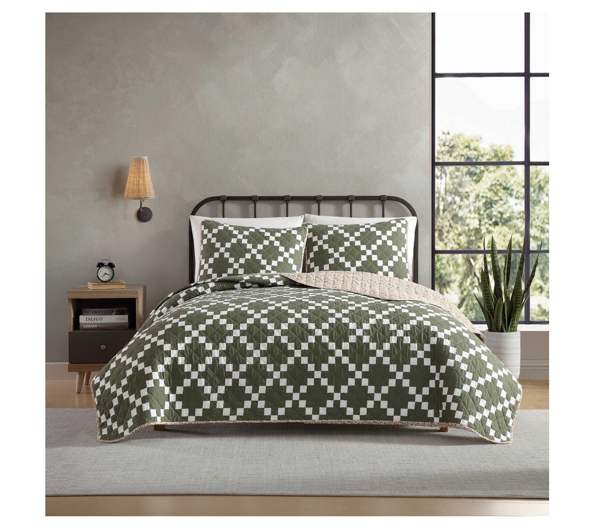 Eddie Bauer Diamond Floral Full/Queen Quilt Sham Set