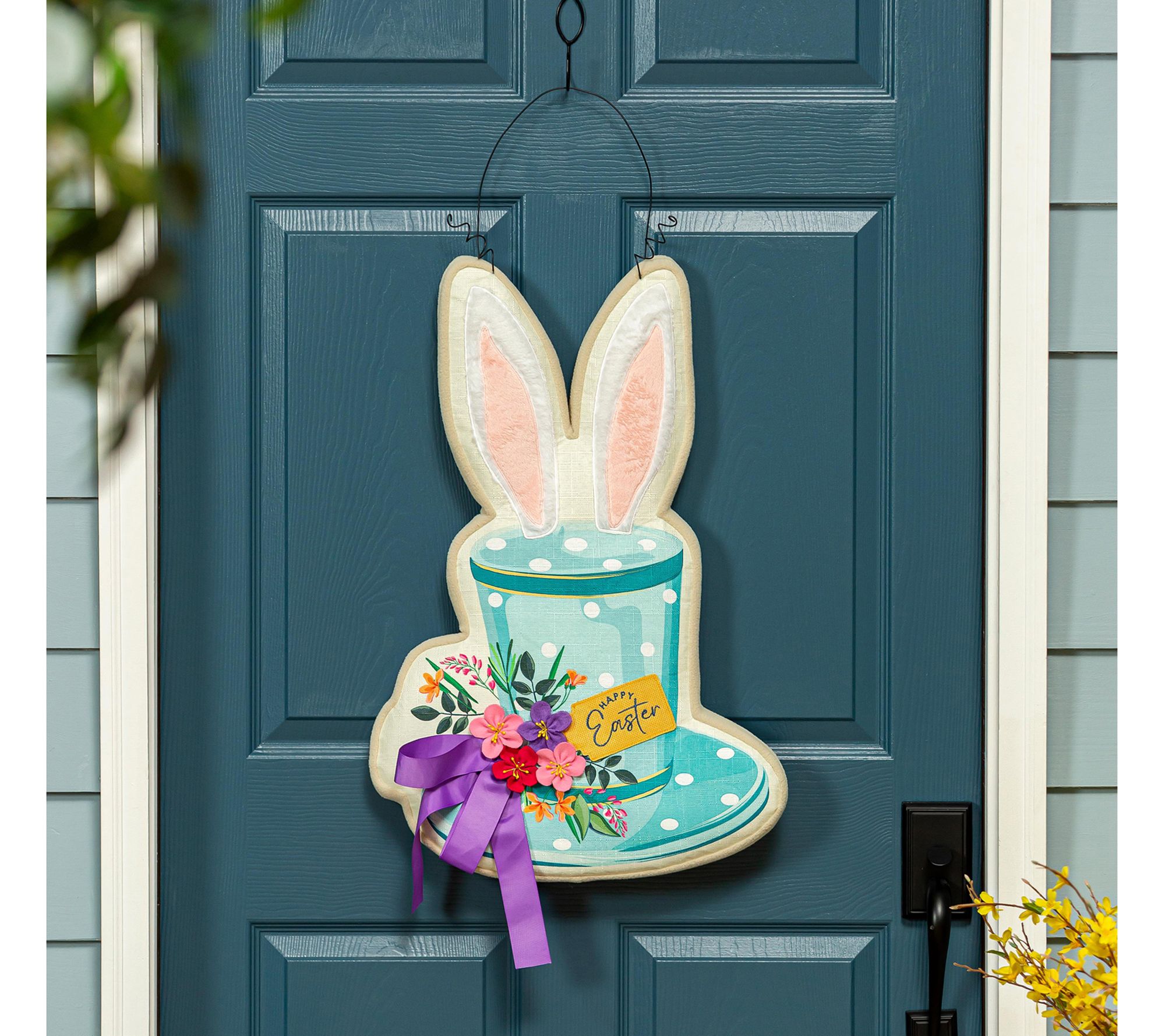 Evergreen Happy Easter Floral Hat Estate Door Decor