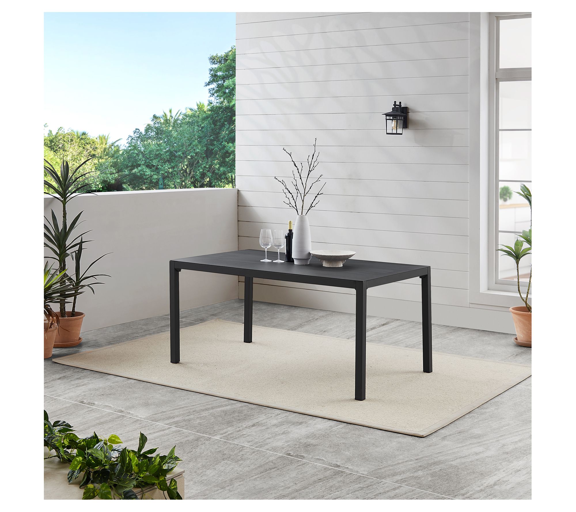 Linon Home Holland Aluminum Outdoor Rctngle Dining Table Black
