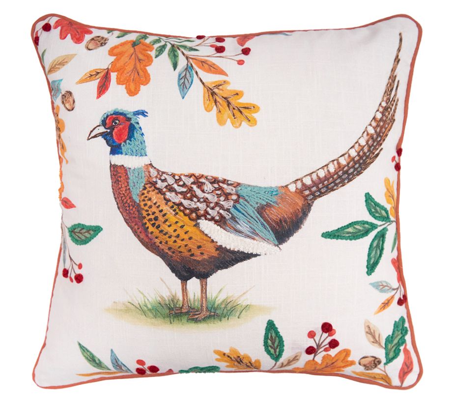16" x 16" Harvest Pheasant Throw Pillow by Valerie