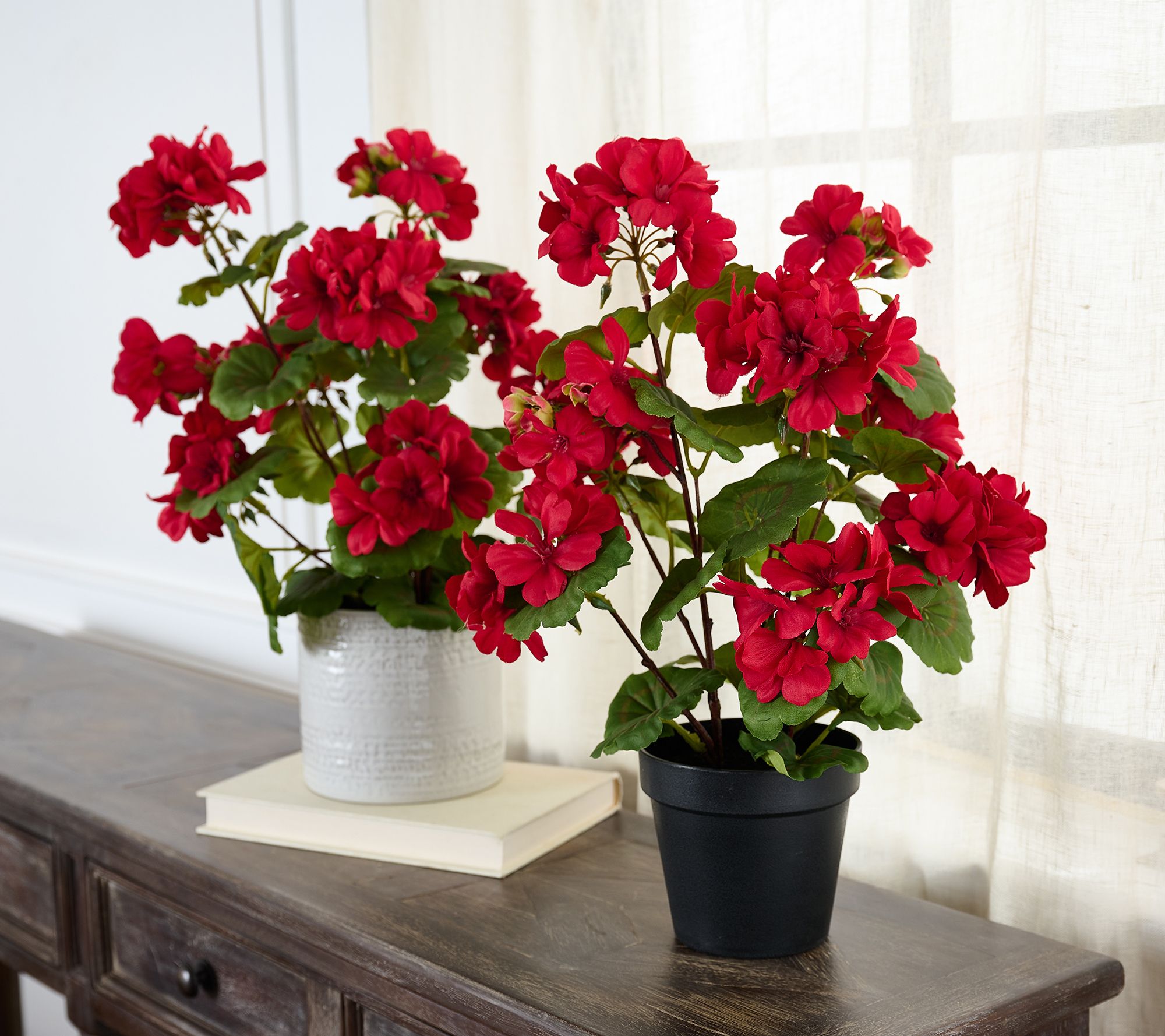 "As Is" Set of 2 18" Geranium Potted Plants by Valerie