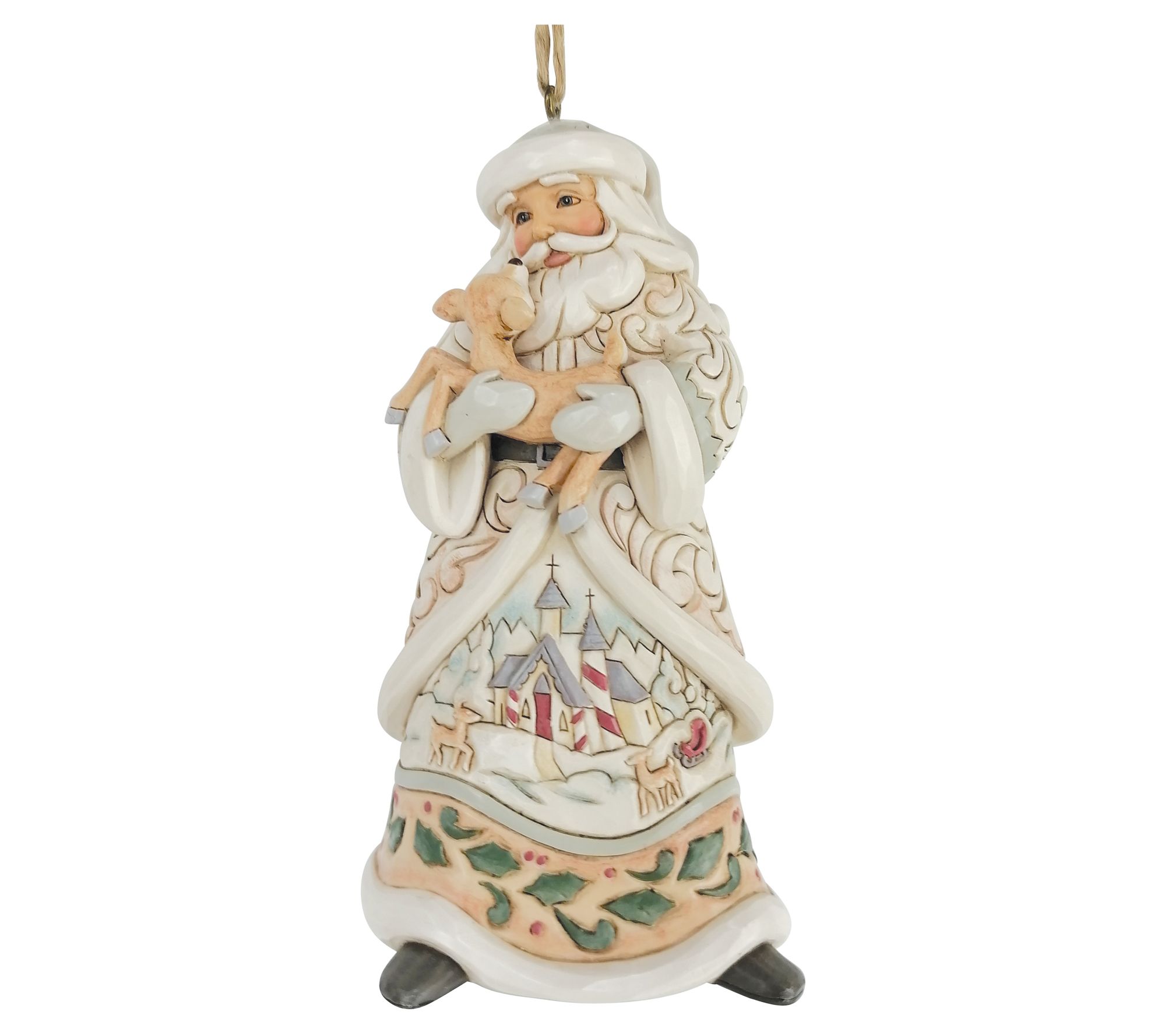 Jim Shore Heartwood Creek Woodland Santa Holding Fawn Orn 4.7"