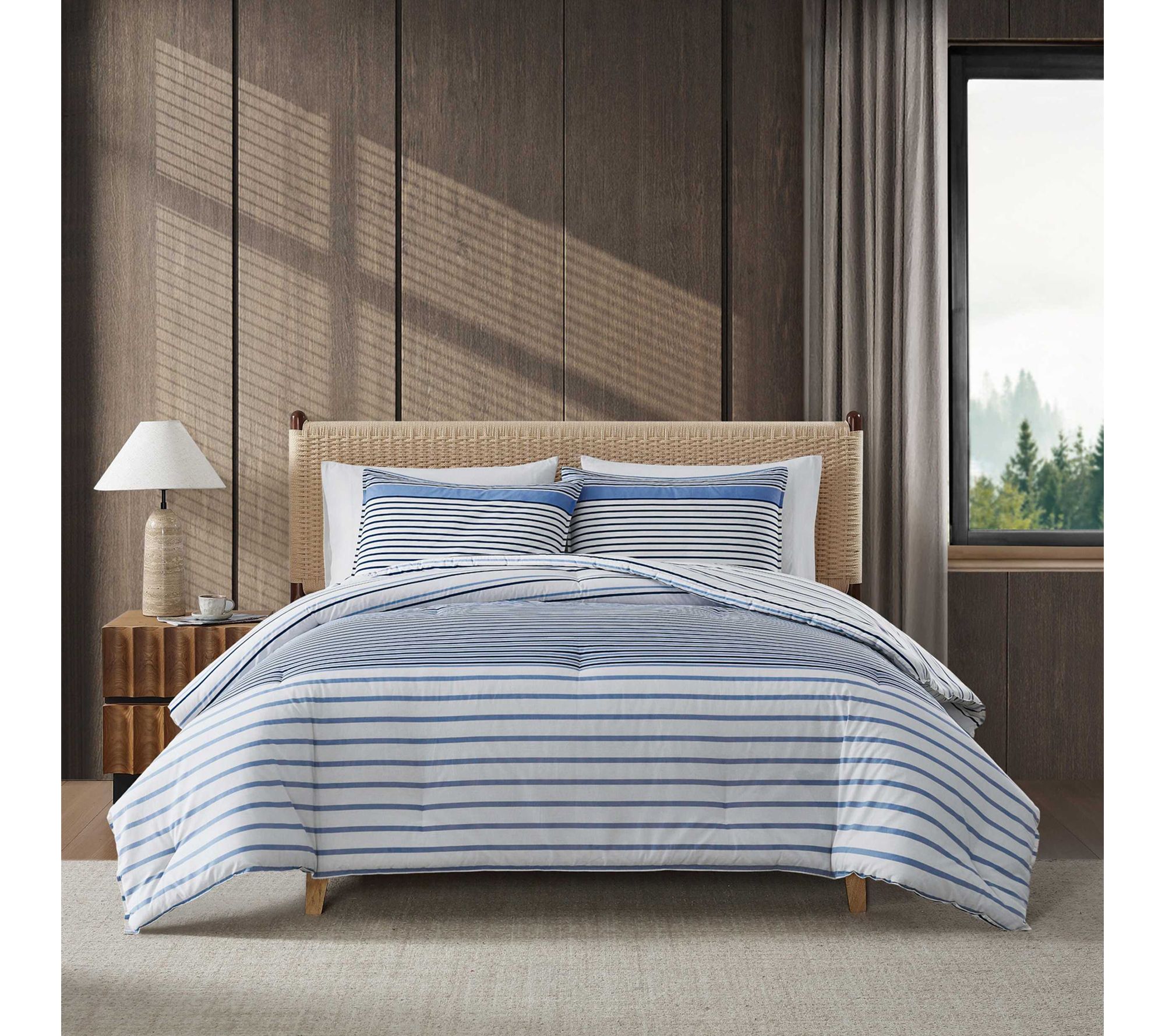 Eddie Bauer Cooper Stripe Blue King Duvet CoverSet