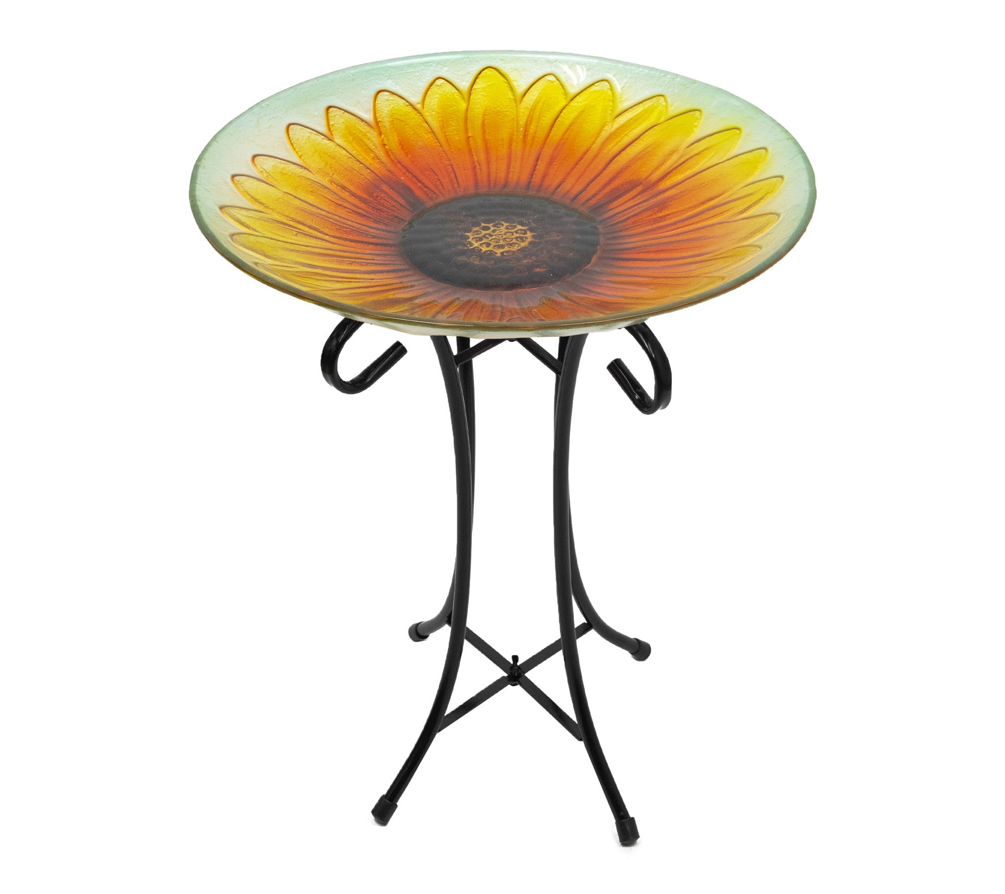 Northlight 20.5" Yellow Sunflower Glass Bird Bath with Stand