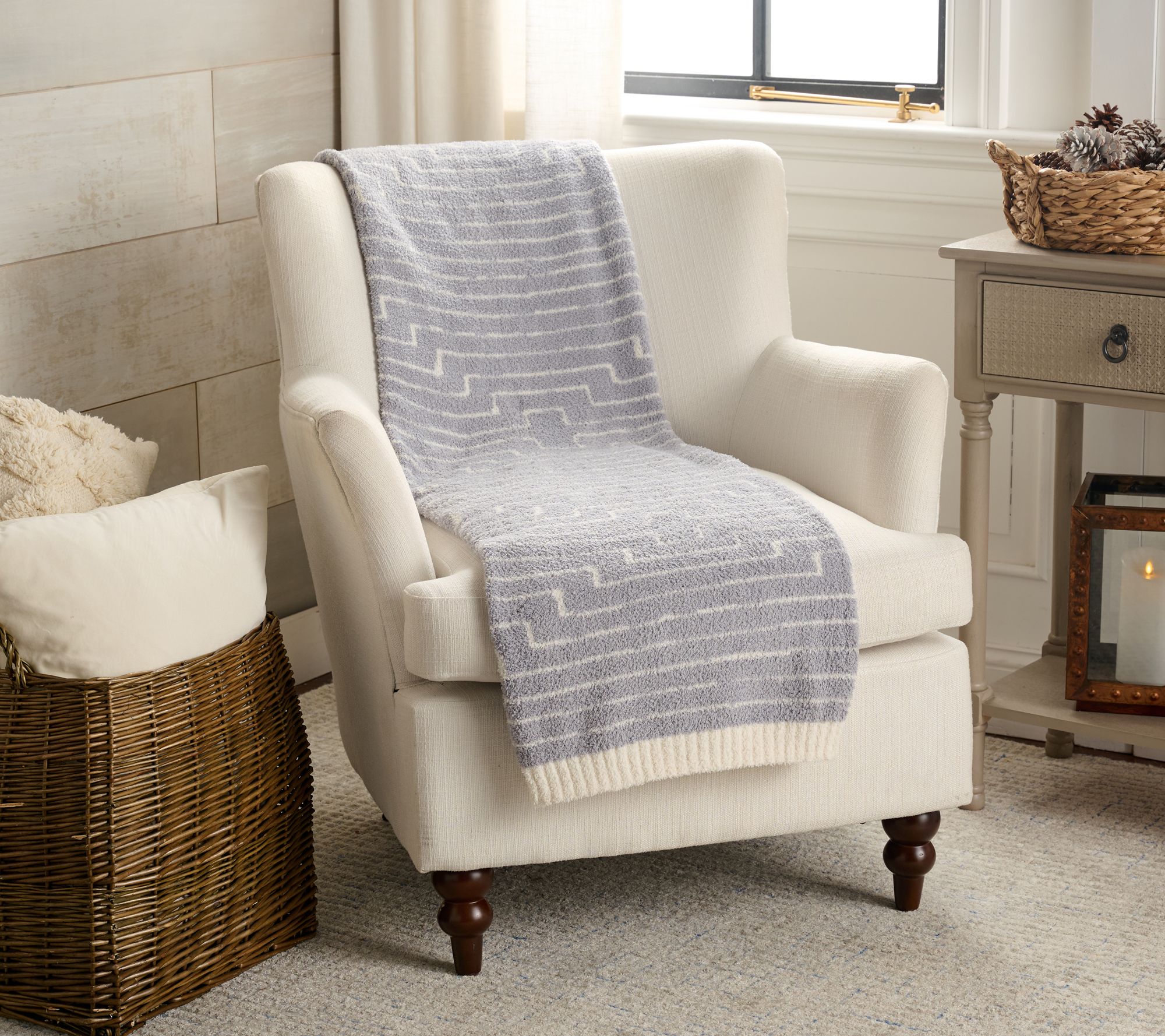 "As Is" Barefoot Dreams CozyChic Diamond Stripe 45x60 Blanket