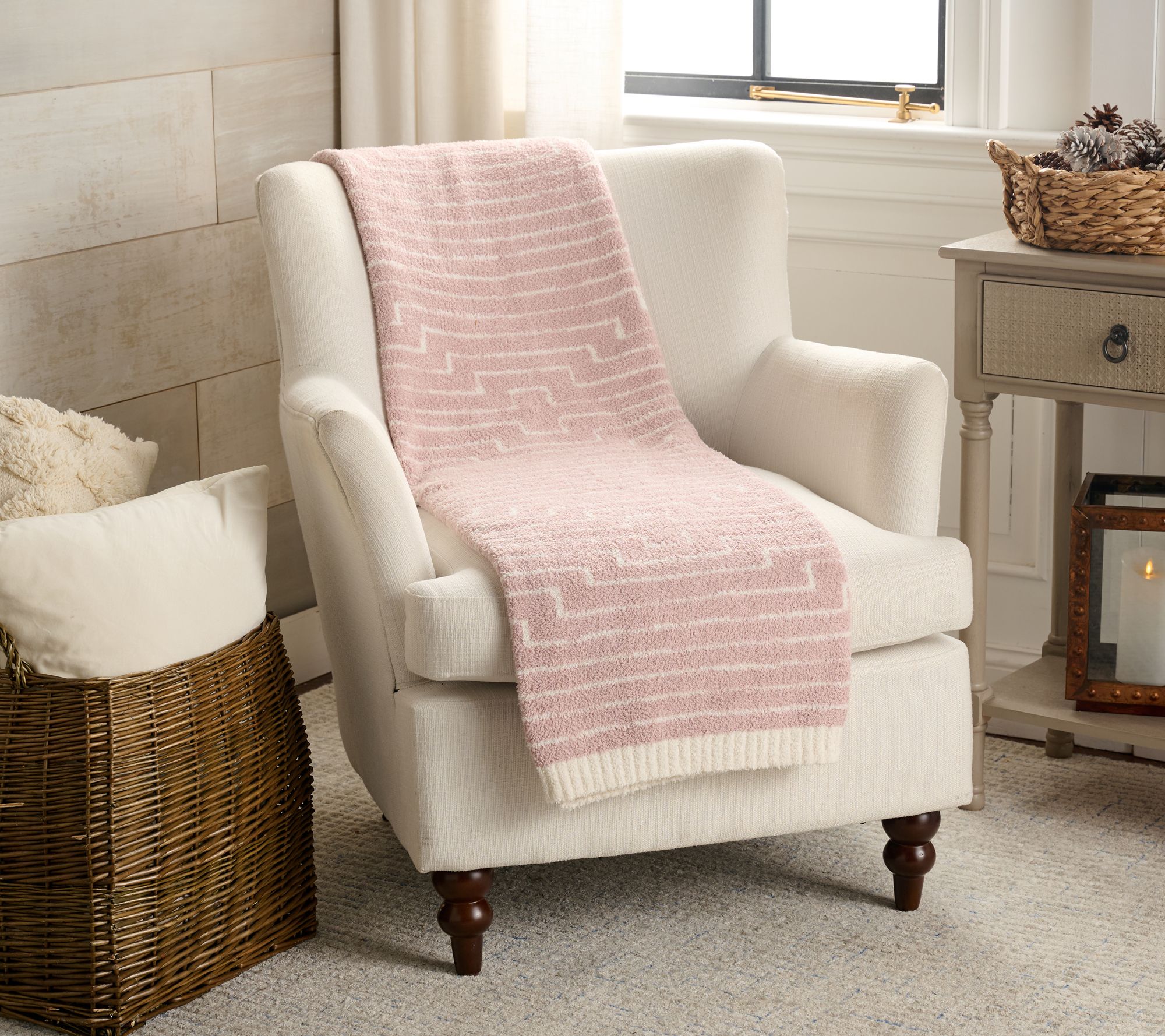 "As Is" Barefoot Dreams CozyChic Diamond Stripe 45x60 Blanket