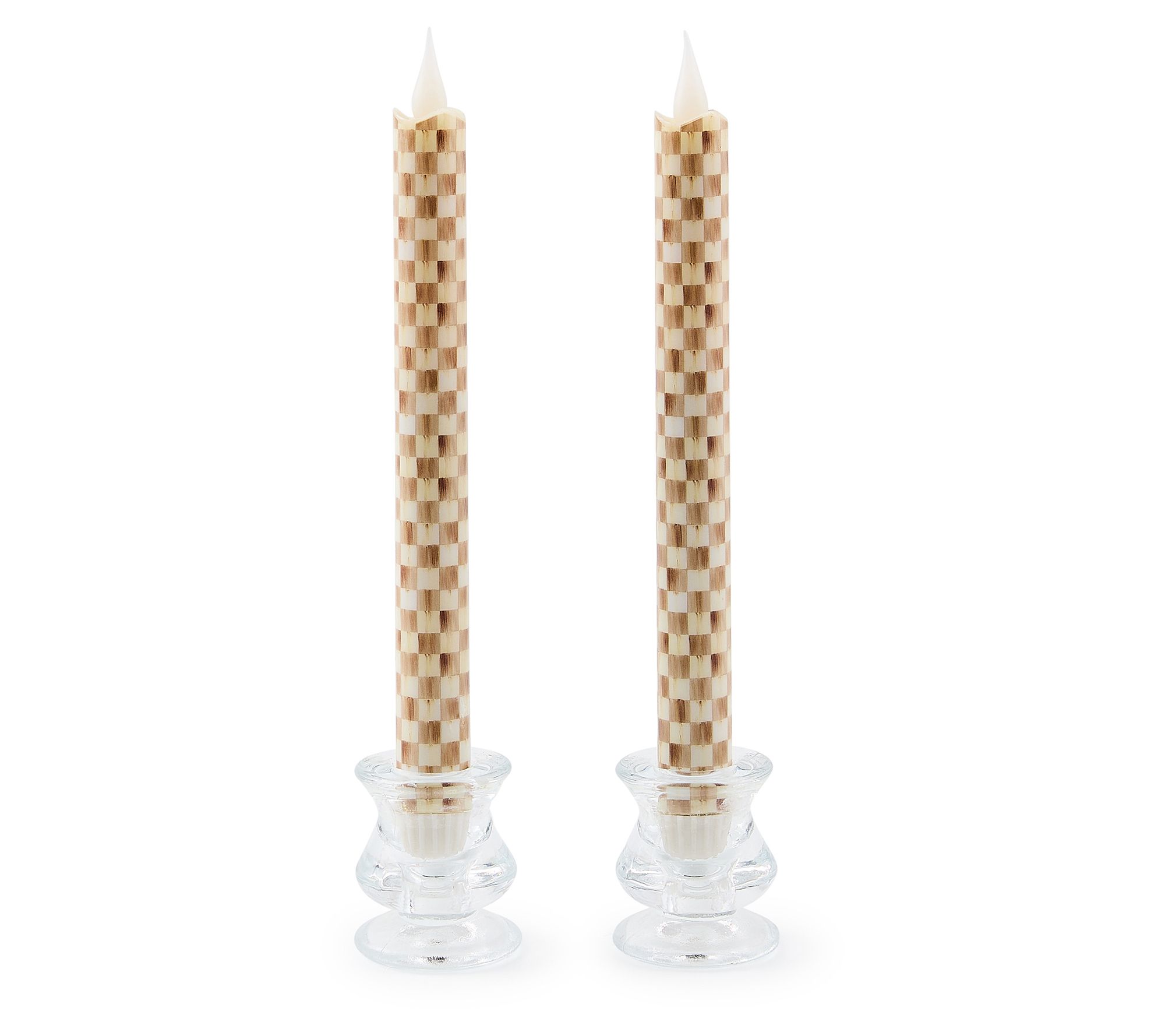 "As Is" MacKenzie- Childs Set of 2 Flameless Check Taper Candles