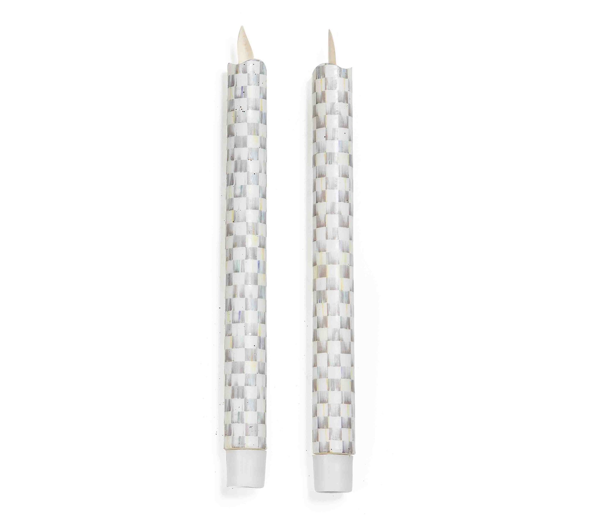 "As Is" MacKenzie- Childs Set of 2 Flameless Check Taper Candles