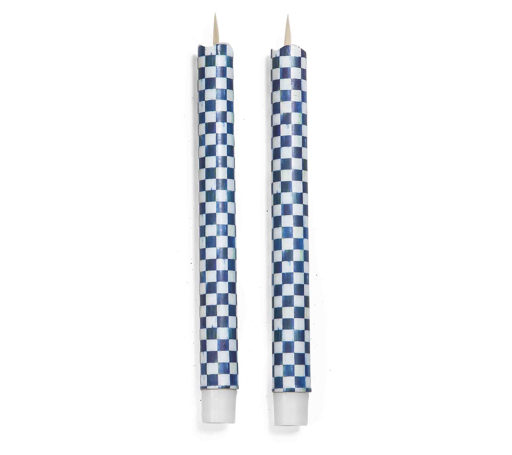 "As Is" MacKenzie- Childs Set of 2 Flameless Check Taper Candles