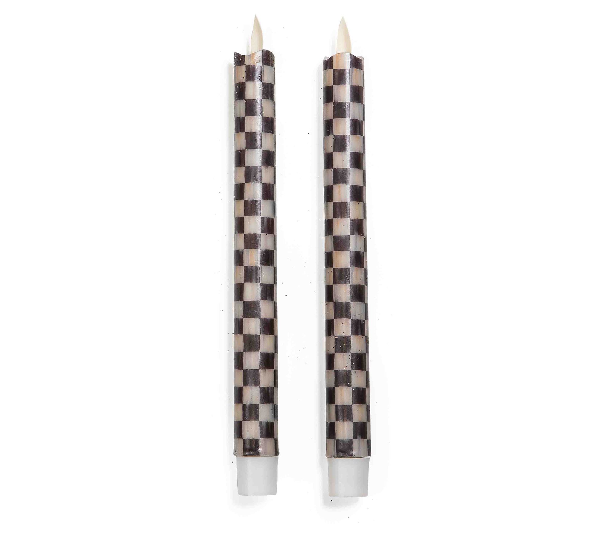 "As Is" MacKenzie- Childs Set of 2 Flameless Check Taper Candles