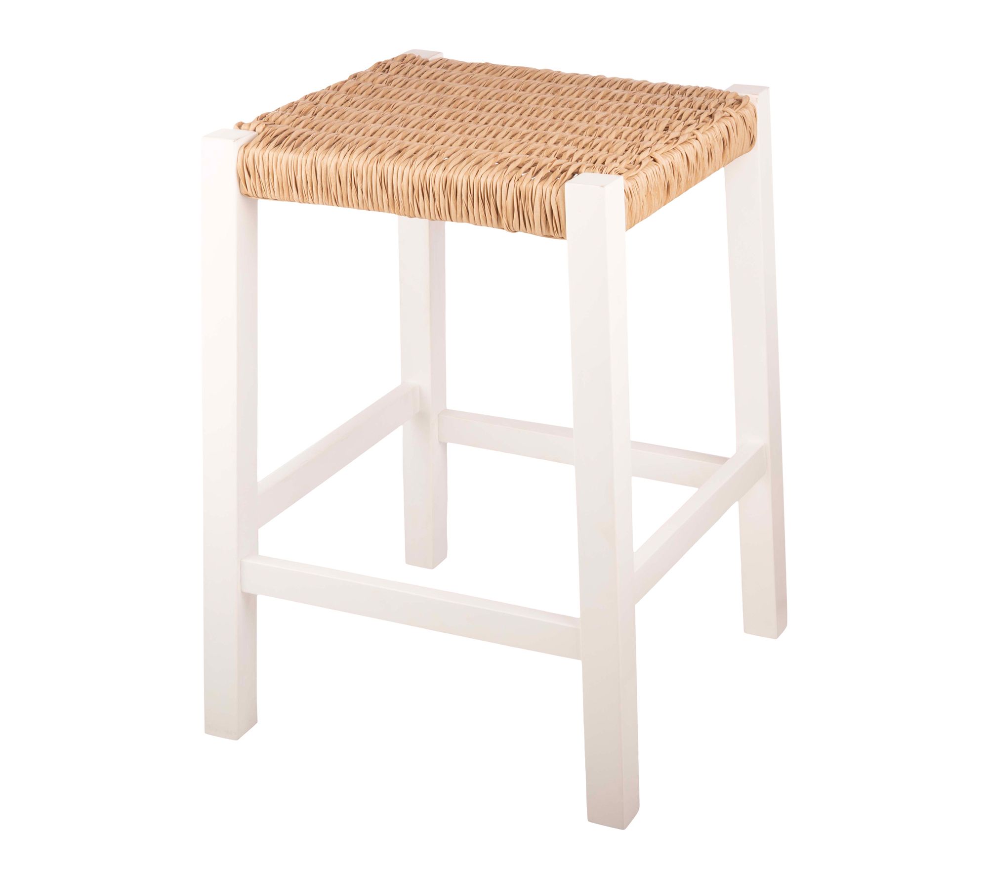 Alaterre Furniture 24" Stool with Handcrafted Woven Rope Seat