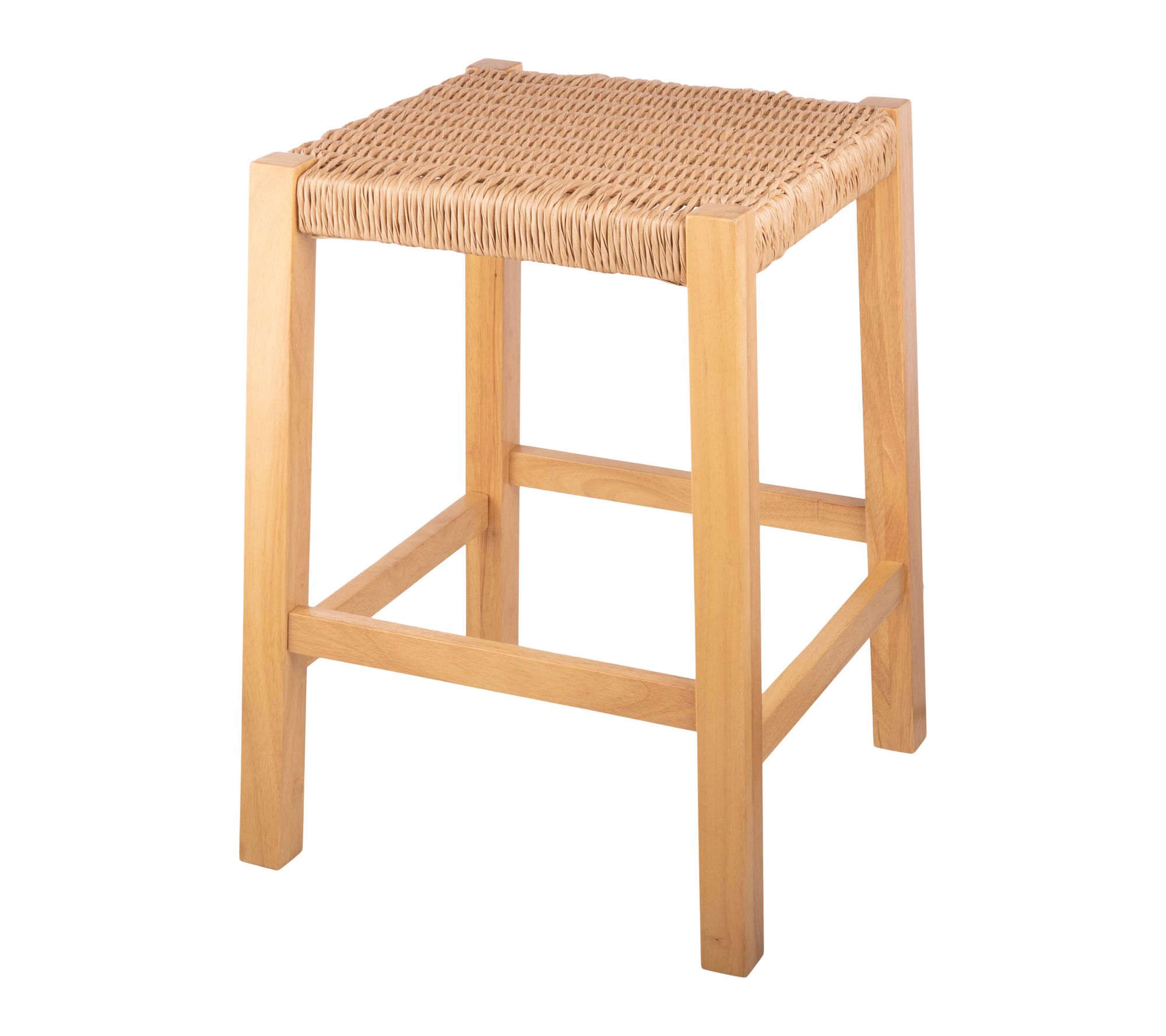 Alaterre Furniture 24" Stool with Handcrafted Woven Rope Seat