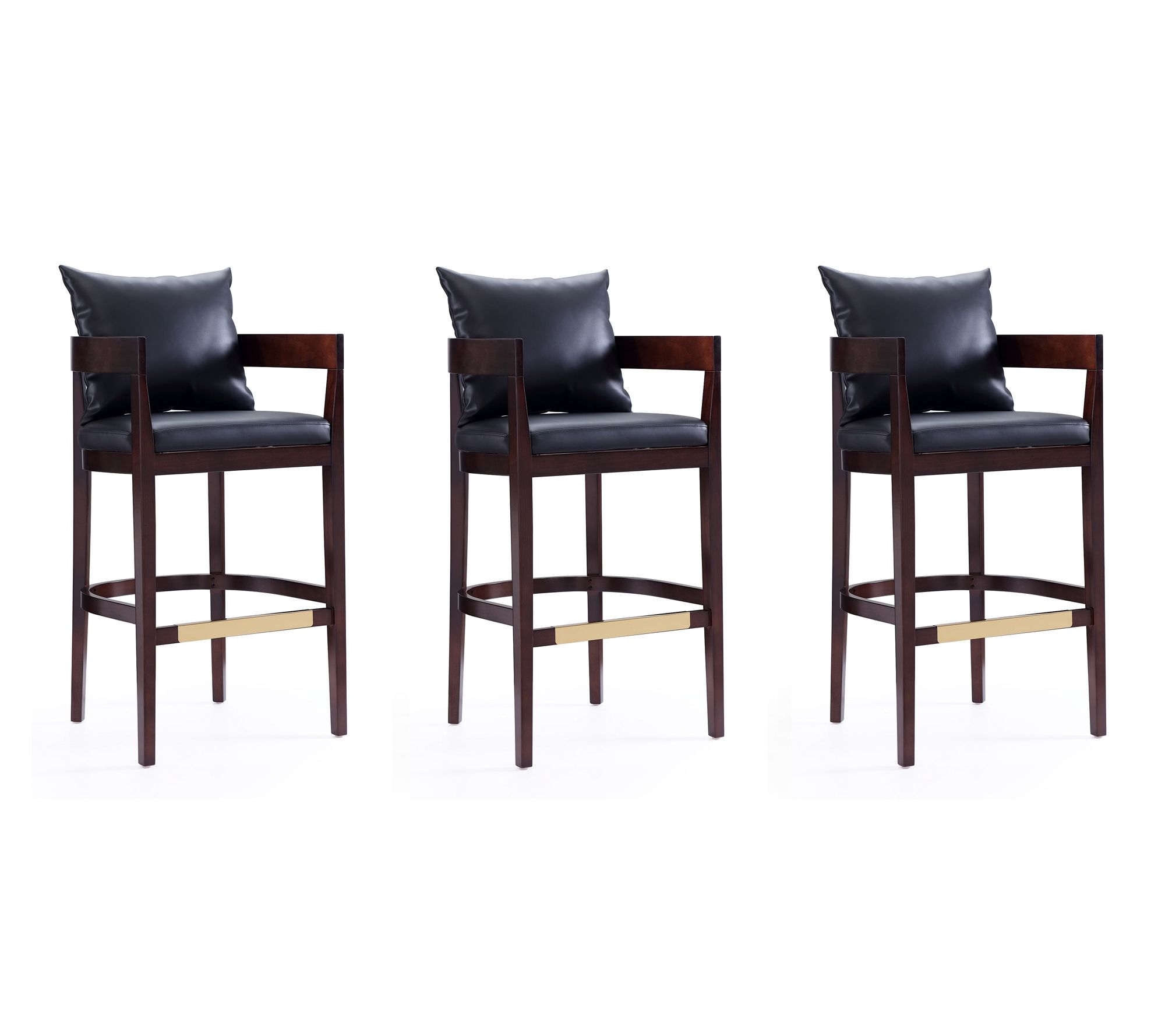Manhattan Comfort Ritz Wood Upholstered Barstool - Set of 3