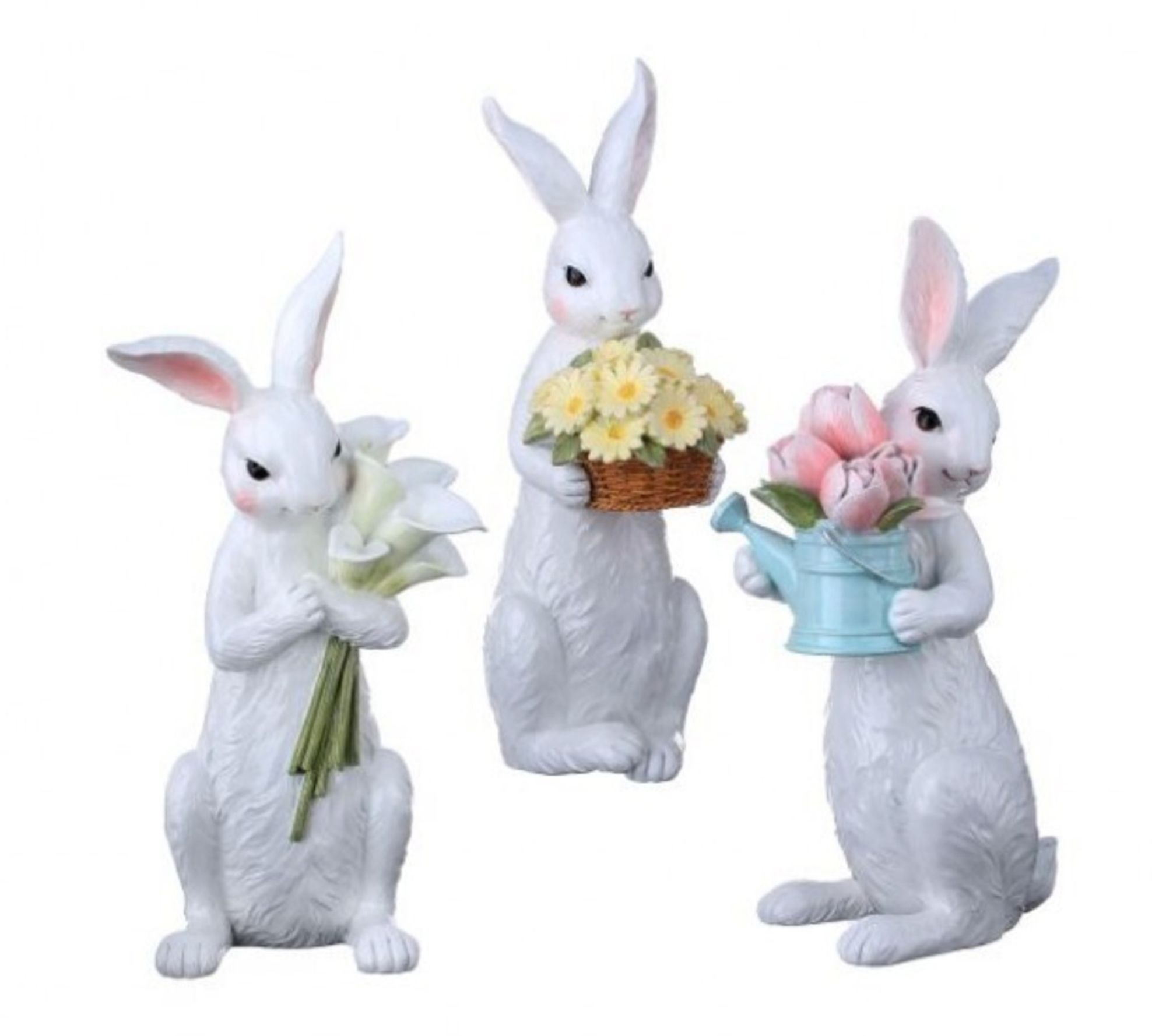RC Home Decor- 11.5" Easter Bunny Figurine Setwith Flowers