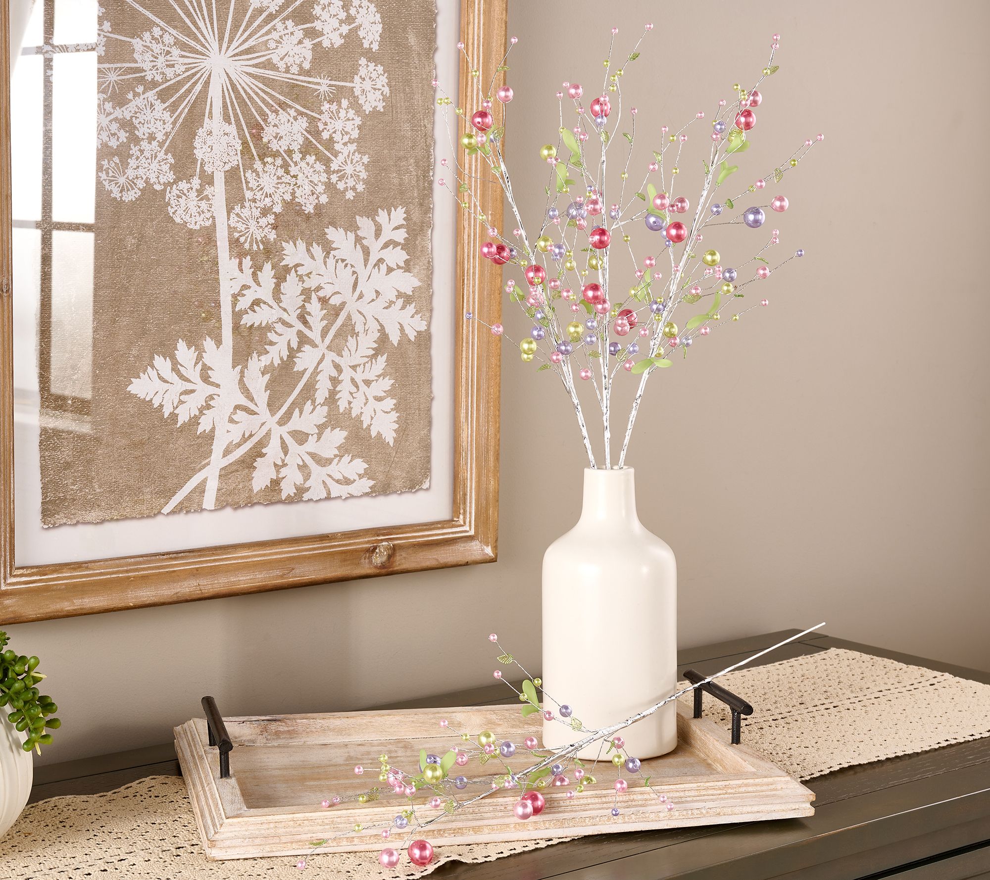 "As Is" Set of (4) 24" Pearl and Leaf Stems by Valerie