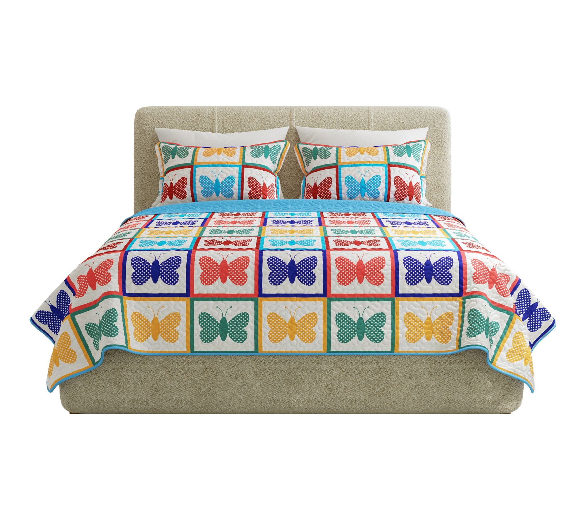 Lavish Home 3-Piece King Quilt Bedding Set Colorful Butterfly
