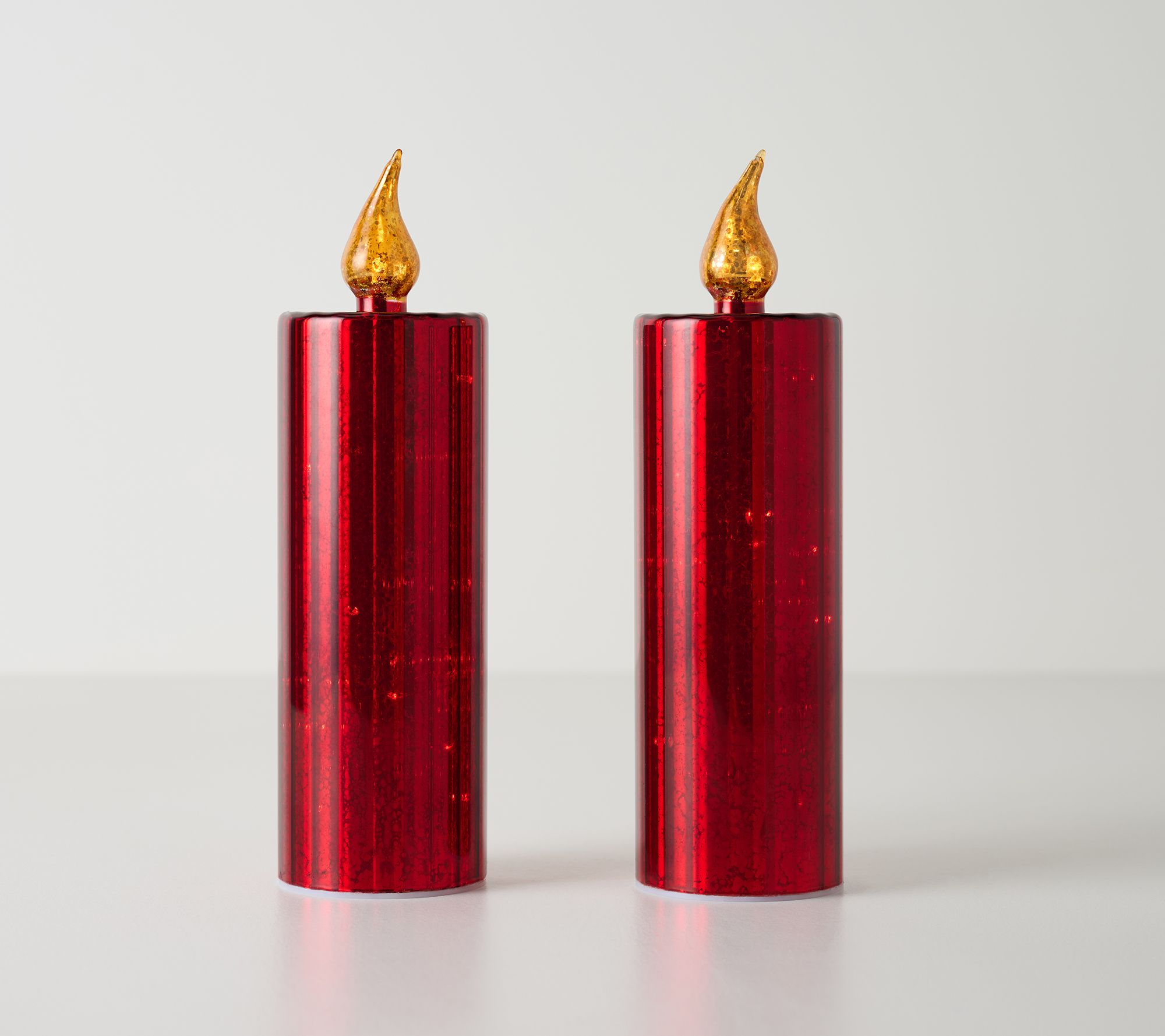 Set of 2 (10") Ribbed Mercury Glass Candles by Valerie