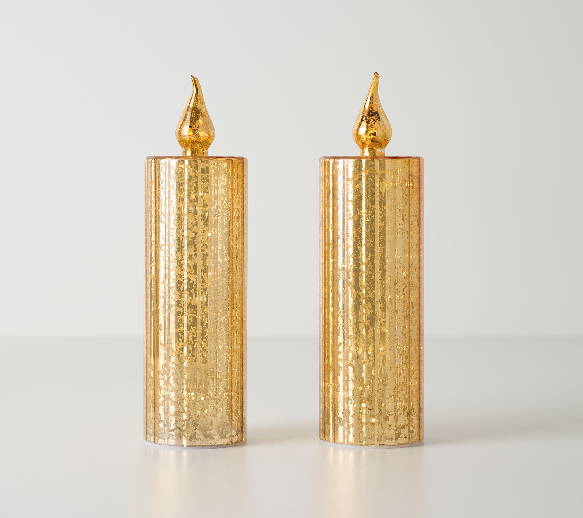Set of 2 (10") Ribbed Mercury Glass Candles by Valerie