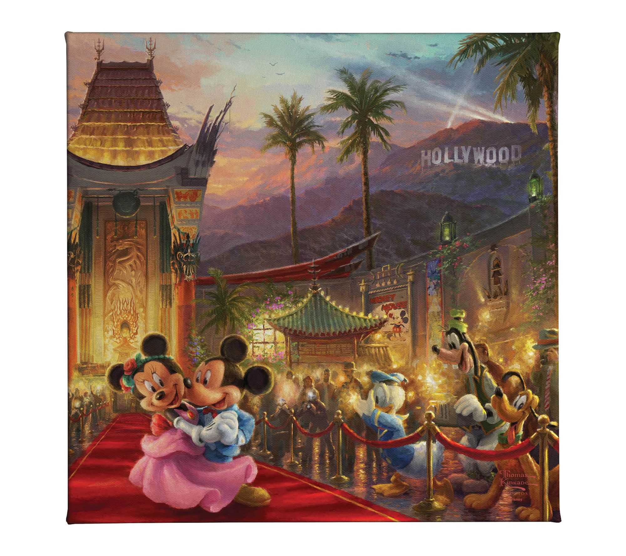 Thomas Kinkade Mickey & Minnie in Hollywood 14x14 Gallery Wrap