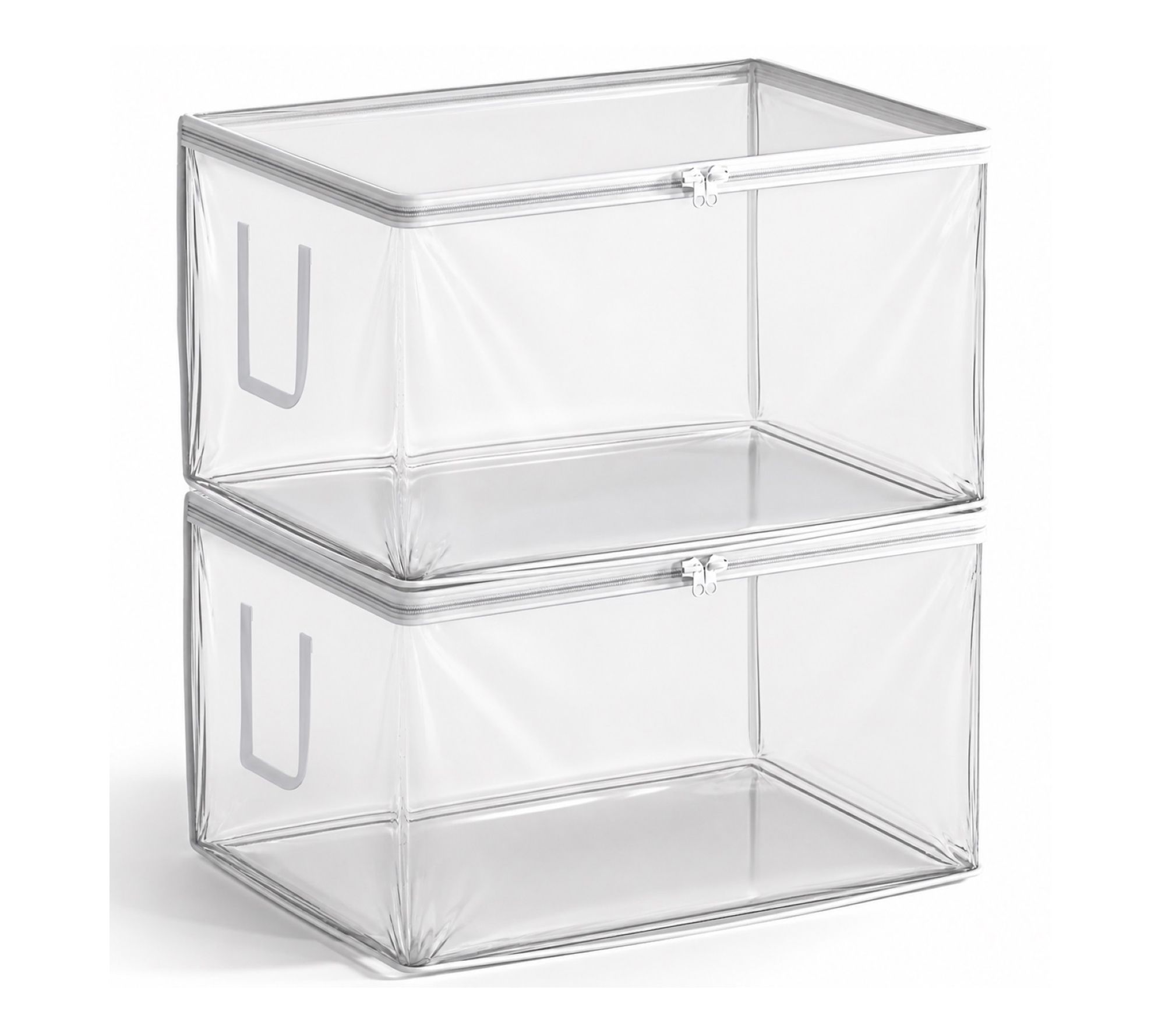 Sorbus Foldable Clear Plastic Bags with Zipper, Handles - 2 PK