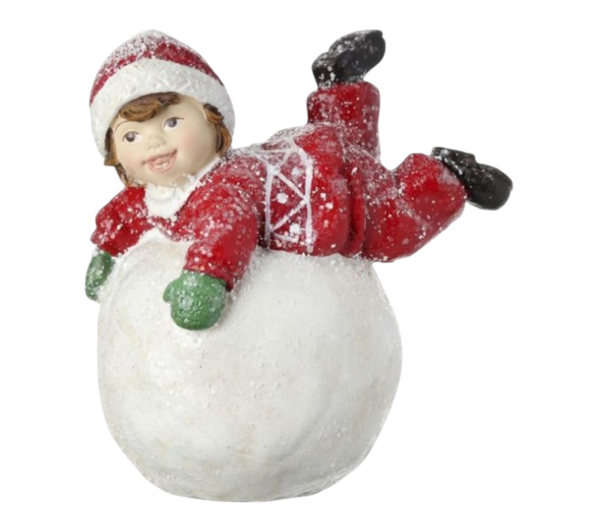 RC Home Decor Boy on Snowball Holiday Figurine 3.5"