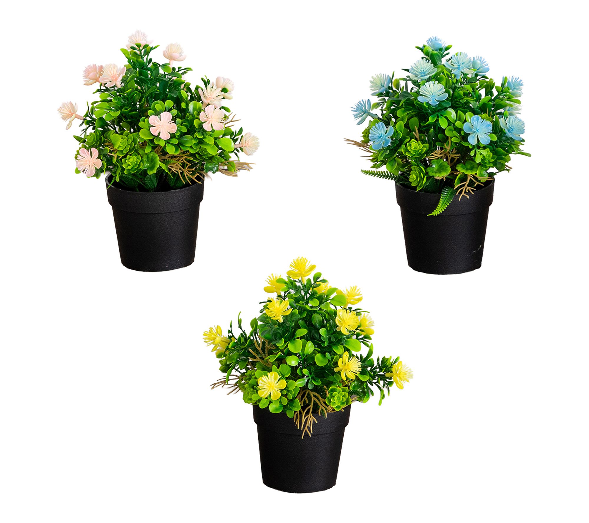 Artificial Flowering Arrangement - Set of 3 by Nearly Natural
