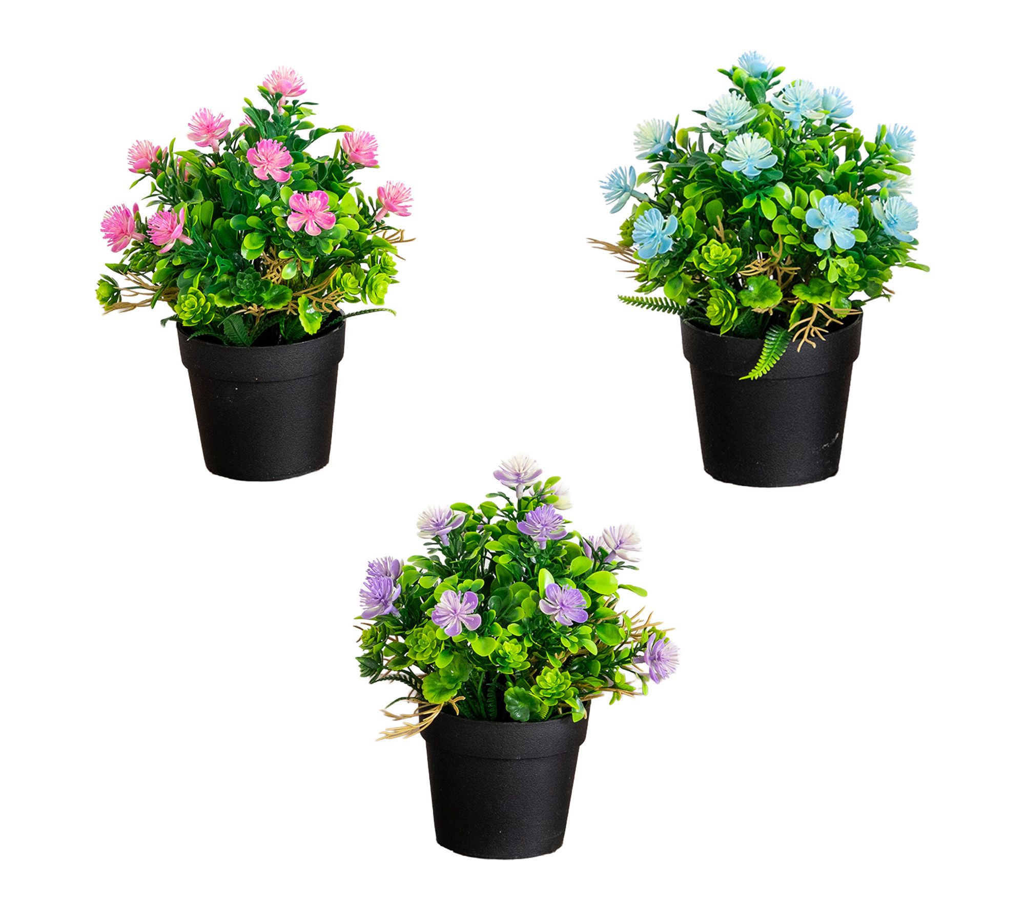 Artificial Flowering Arrangement - Set of 3 by Nearly Natural