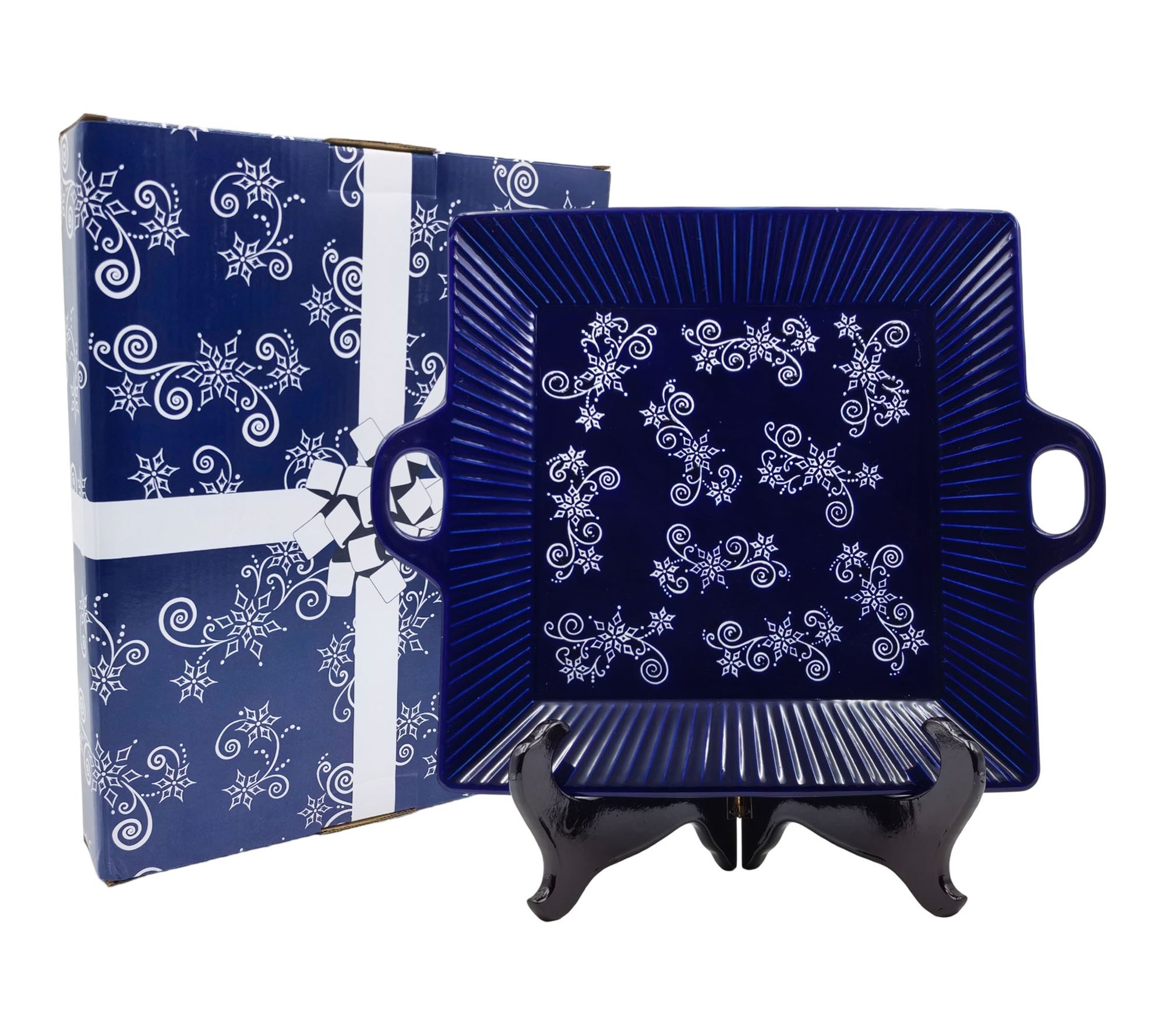  Temp-tations Holiday 13" Platter with Stand & Gift Box