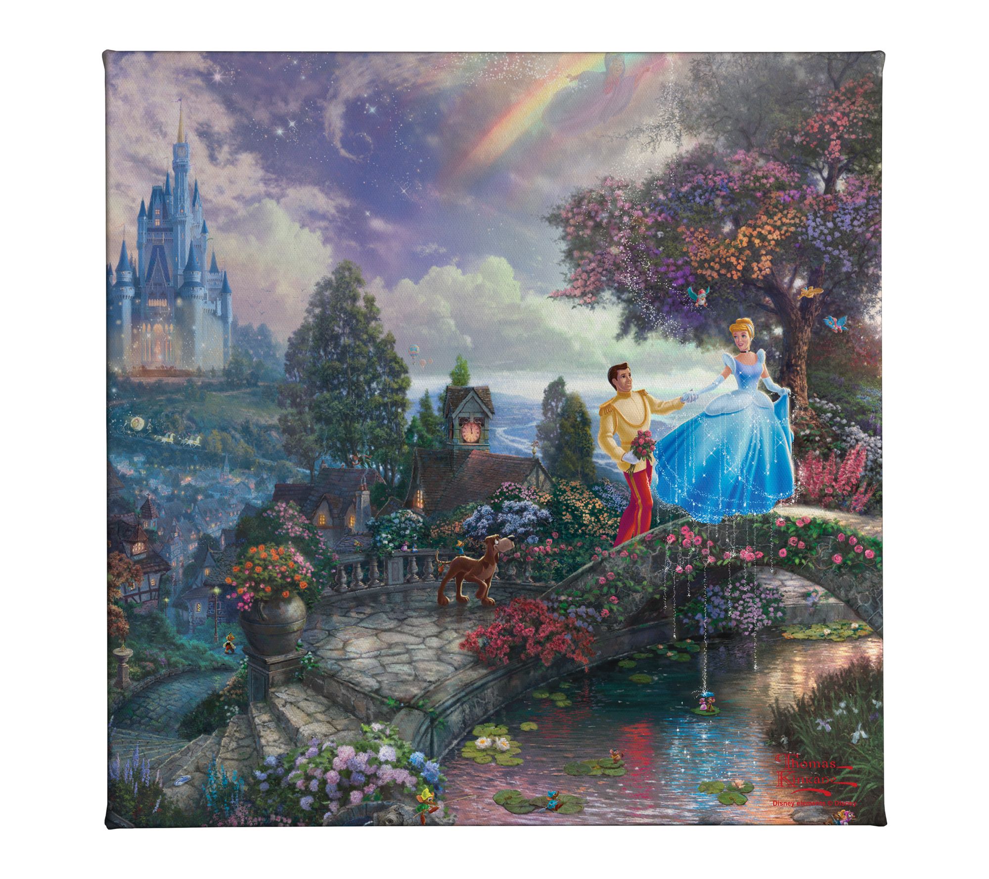 Thomas Kinkade Cinderella Wishes Upon Dream 14x14 Gallery Wrap