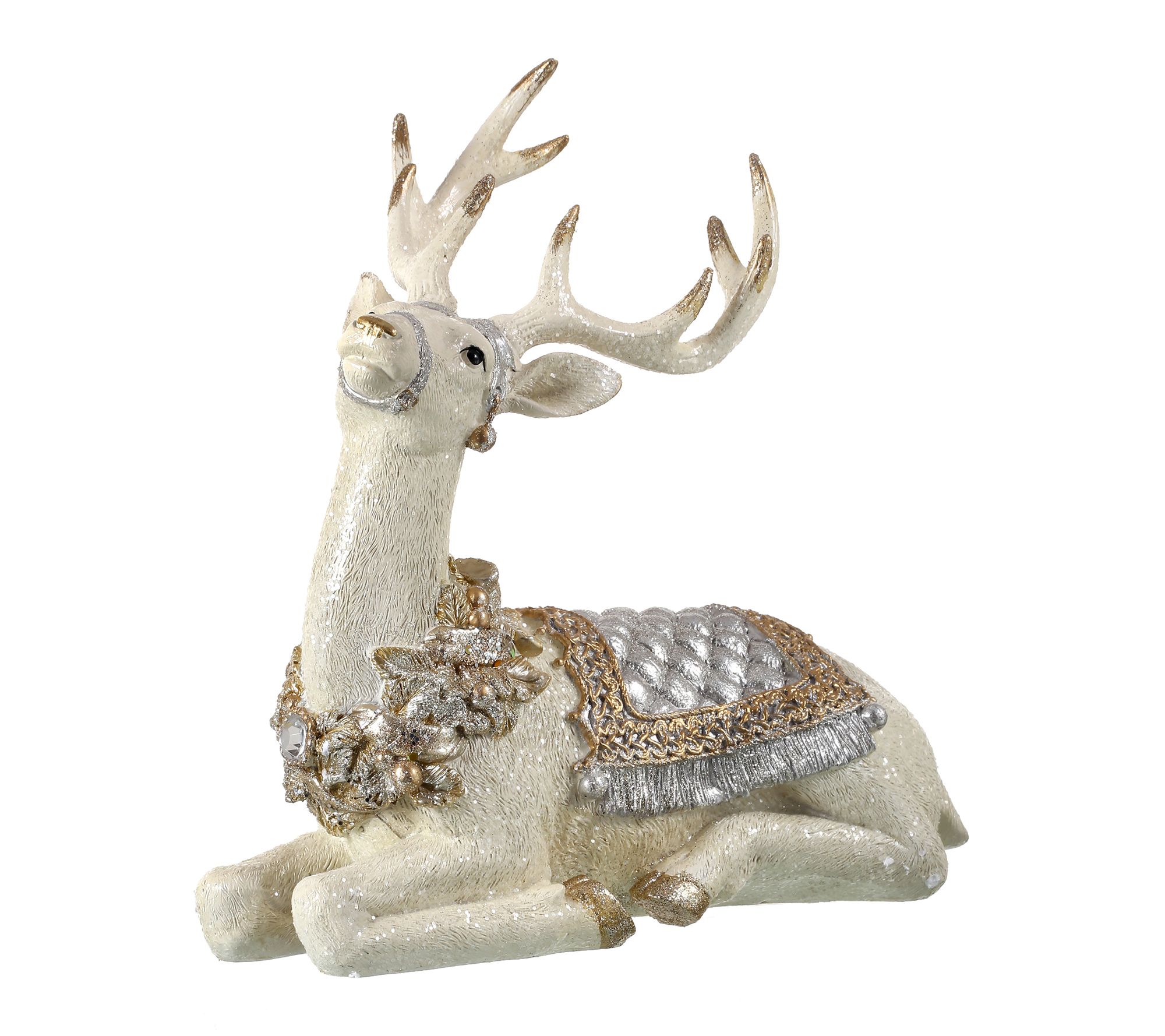 10" Resin Laying Deer Glitter Saddle by Valerie