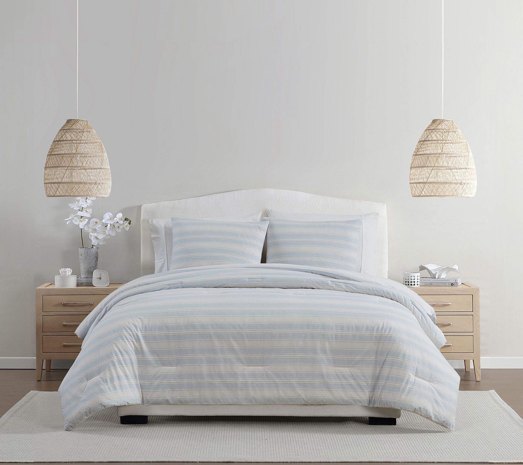 Palm Aire Bay 3 -Pc Textured Stripe Cotton Comforter Set, King