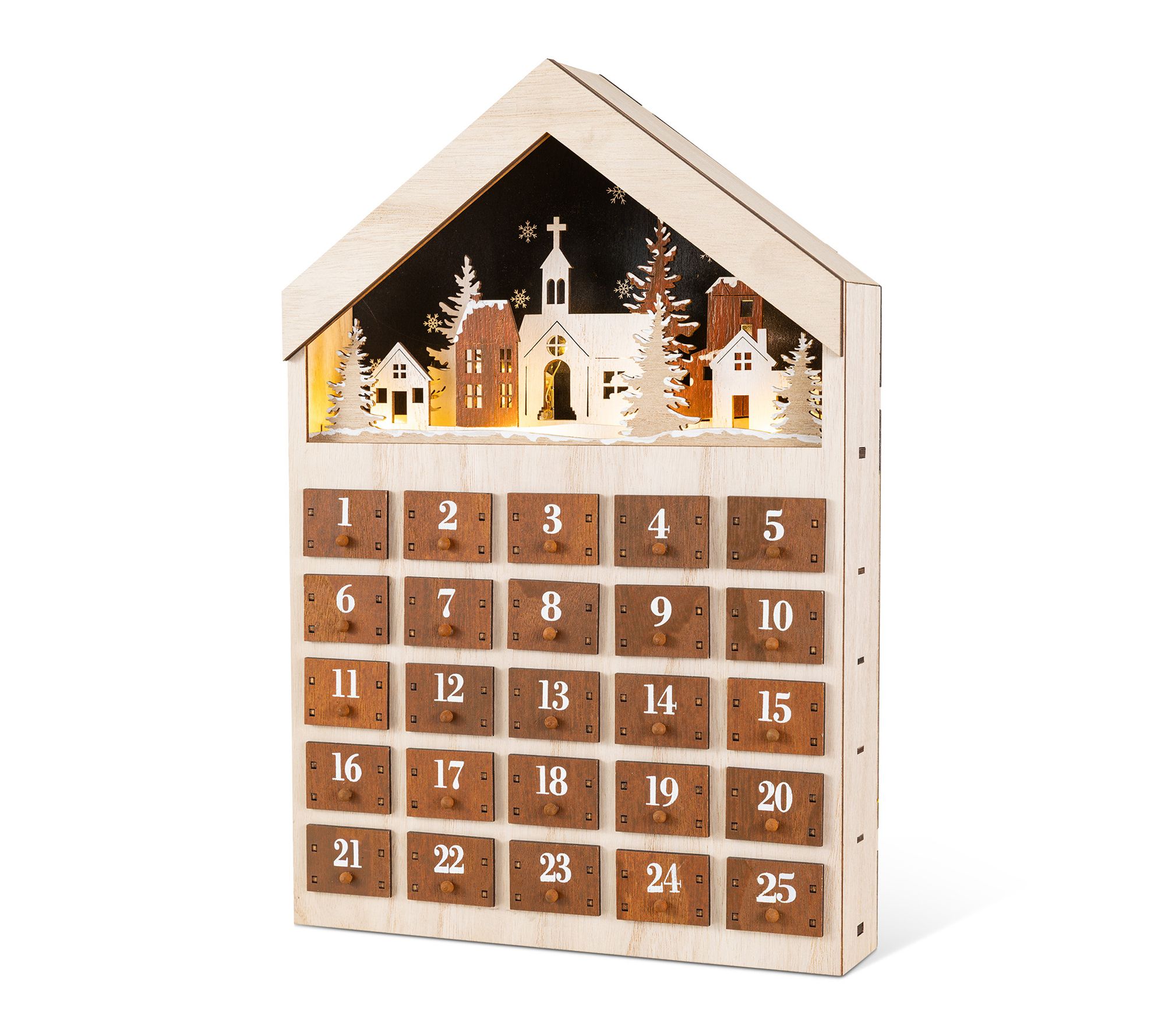 Glitzhome Christmas Lihgted Farmhouse Advent Calendar