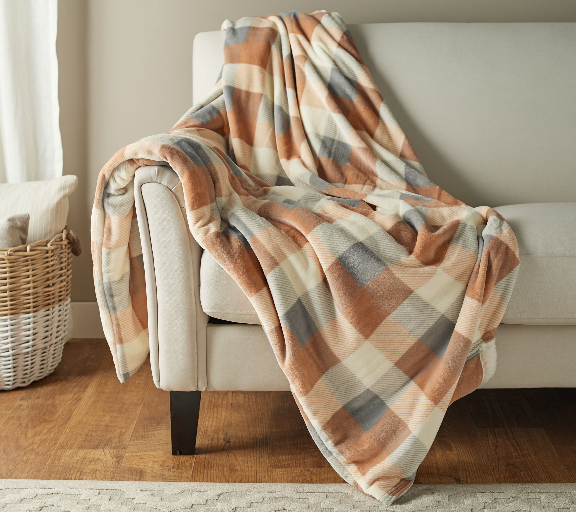 Cuddl Duds Velvet Sherpa Throw With Foot Pocket QVCcom