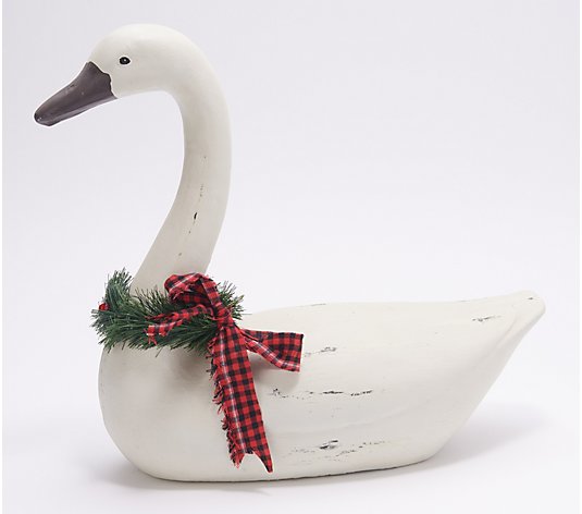 Plow & Hearth Holiday Goose with Wreath and Ribbon