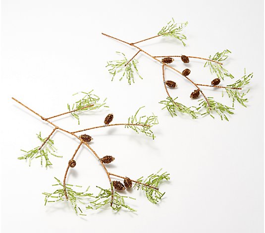 Martha Stewart Set of 2 Beaded Pinecone Branches