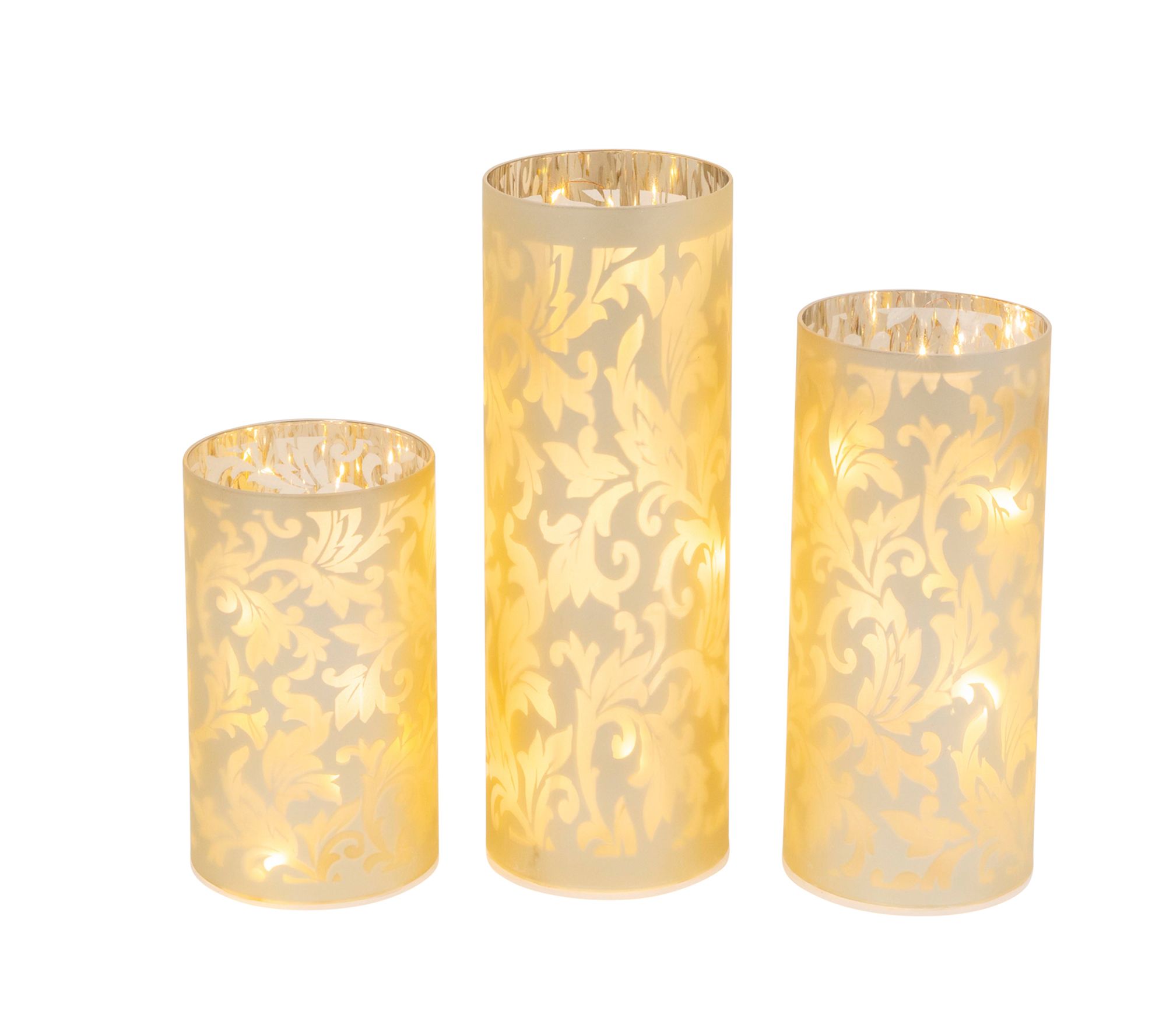 S/3 B/O Lighted Glass Luminaries by Gerson Co