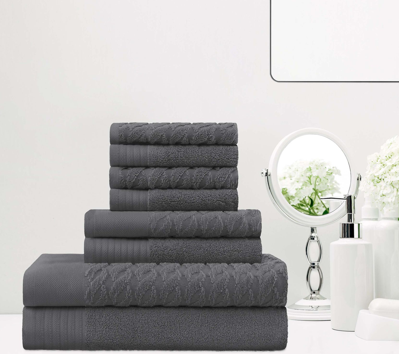 Superior Turkish Cotton 8-Piece Highly JacquardTowel Set