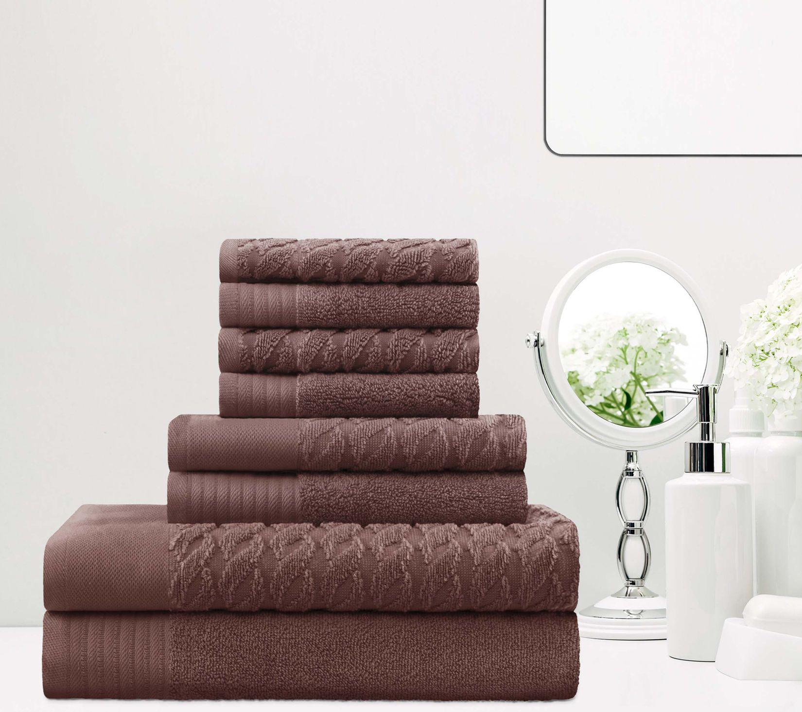 Superior Turkish Cotton 8-Piece Highly JacquardTowel Set