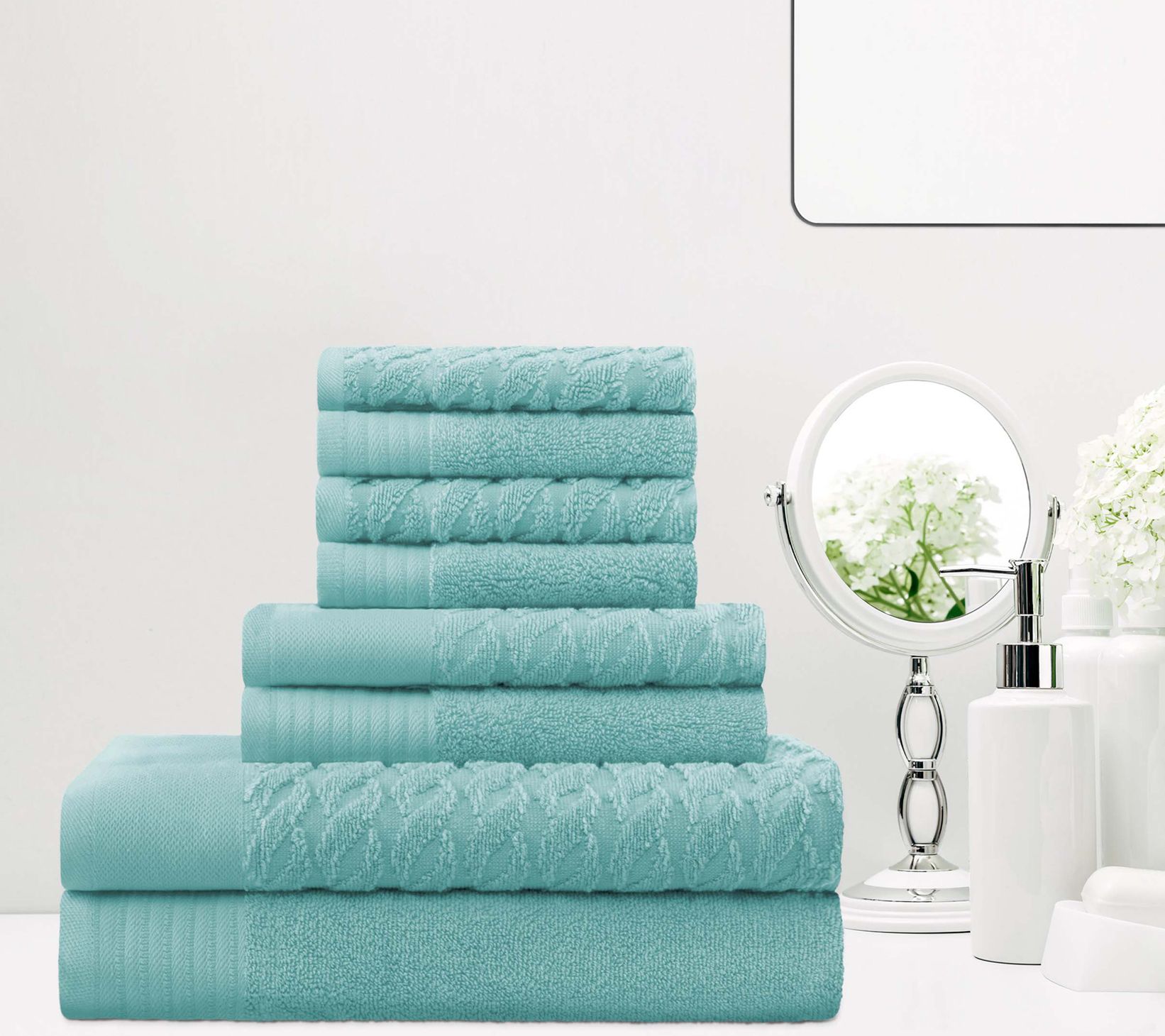 Superior Turkish Cotton 8-Piece Highly JacquardTowel Set
